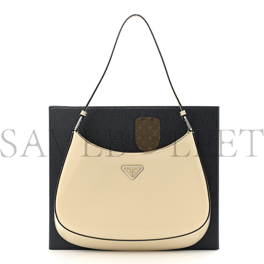 PRADA BRUSHED CALFSKIN CLEO SHOULDER BAG DESERT BEIGE (26*17*5cm)