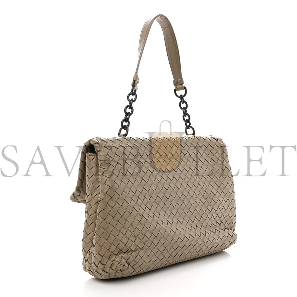 BOTTEGA VENETA NAPPA INTRECCIATO OLIMPIA SHOULDER BAG LIMESTONE  (28*19*10cm)