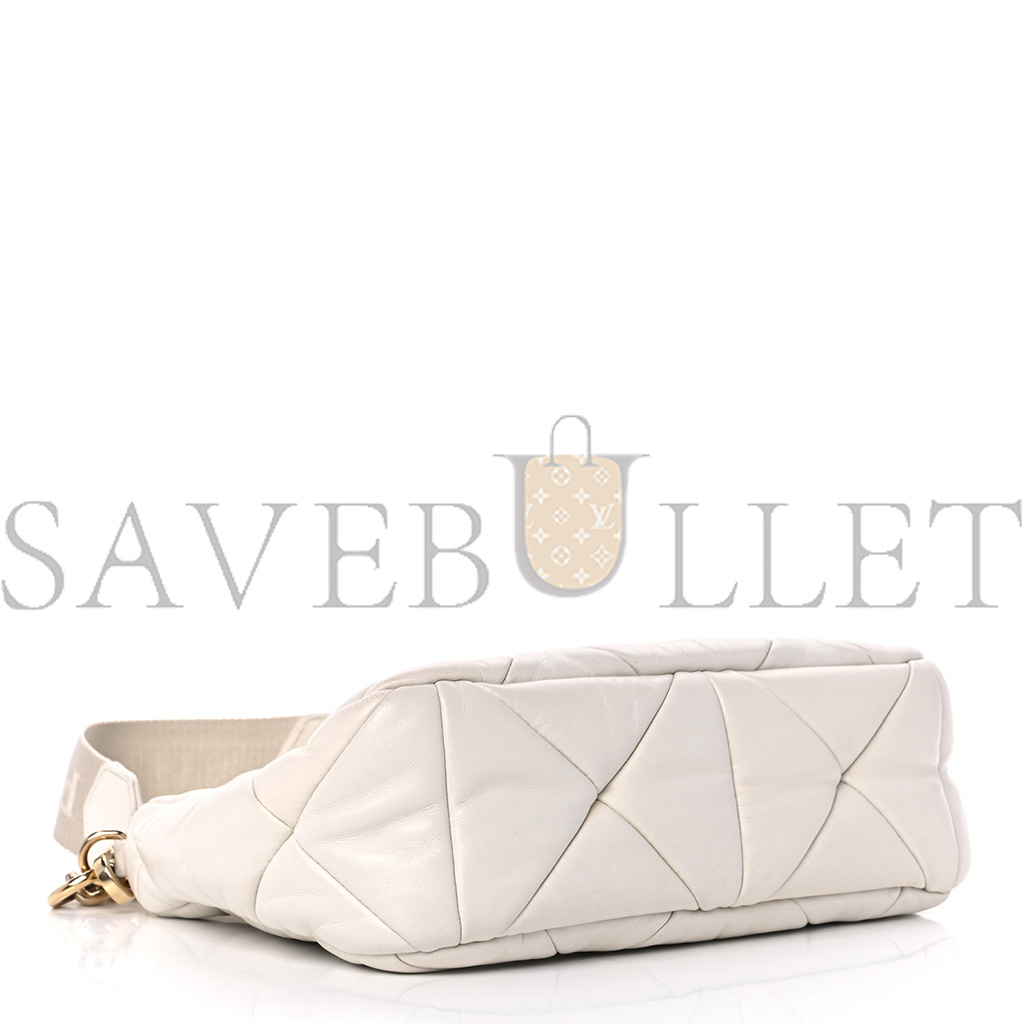 PRADA NAPPA NYLON QUILTED PATCHWORK SYSTEM FLAP BAG WHITE (20*15*8cm)