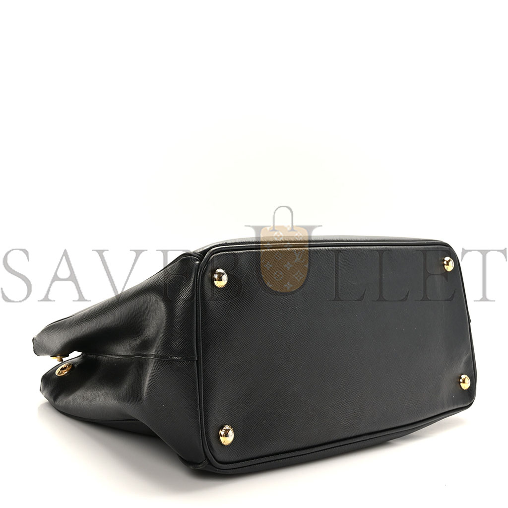 PRADA SAFFIANO MEDIUM GALLERIA DOUBLE ZIP TOTE BLACK (34*24*15cm) PRADA SAFFIANO MEDIUM GALLERIA DOUBLE ZIP TOTE BLACK (34*24*15cm)