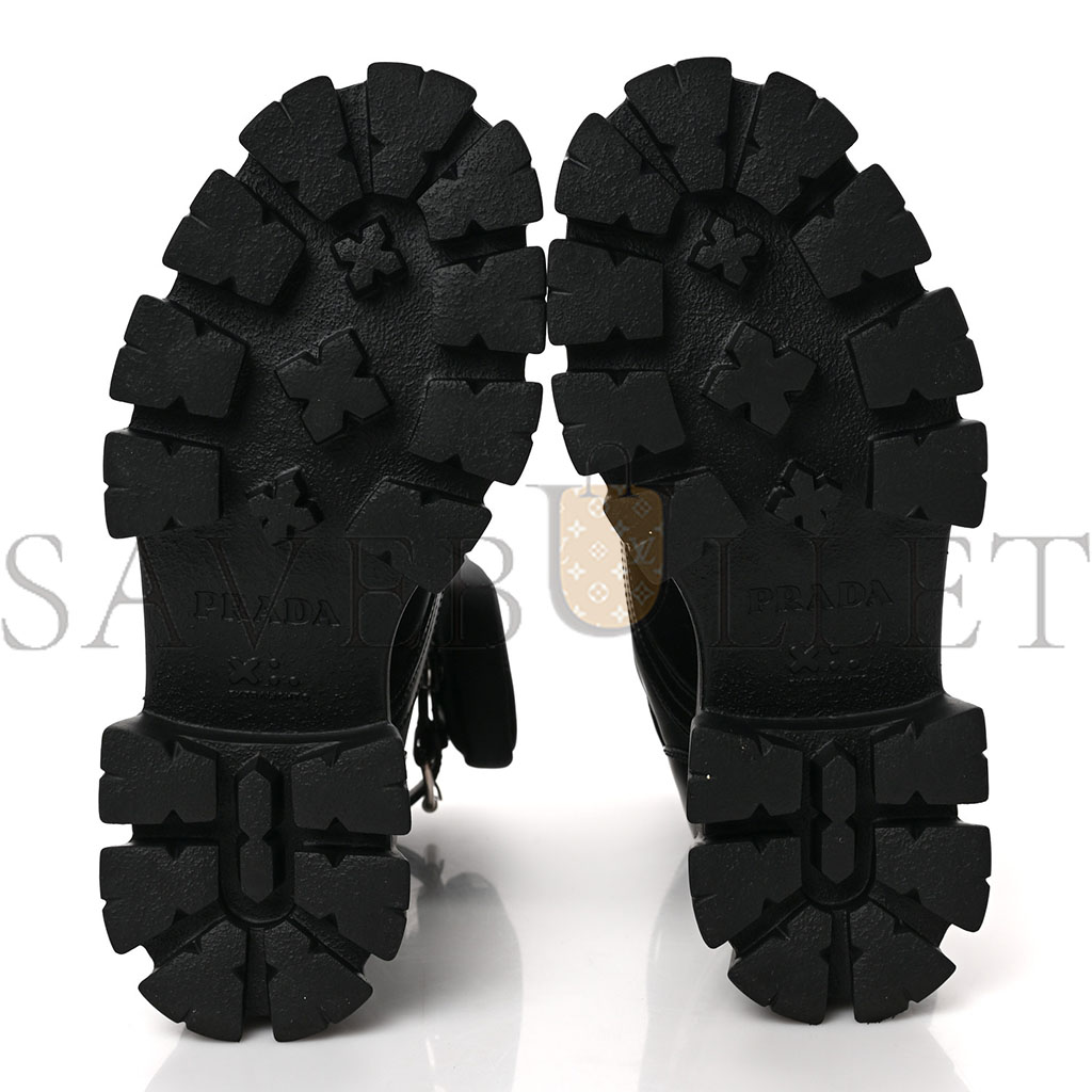 PRADA SPAZZOLATO ROIS NYLON METAL TRIANGLE LOGO MONOLITH POUCH POCKET 55MM BOOTS 39 BLACK PRADA SPAZZOLATO ROIS NYLON METAL TRIANGLE LOGO MONOLITH POUCH POCKET 55MM BOOTS 39 BLACK