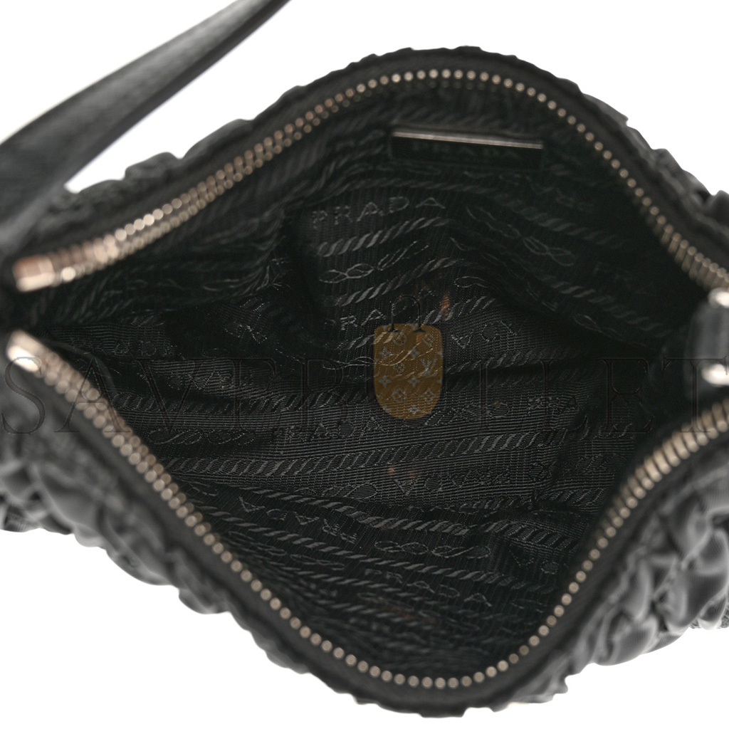 PRADA TESSUTO NYLON GAUFRE SHOULDER BAG BLACK (20*17*6cm) PRADA TESSUTO NYLON GAUFRE SHOULDER BAG BLACK (20*17*6cm)