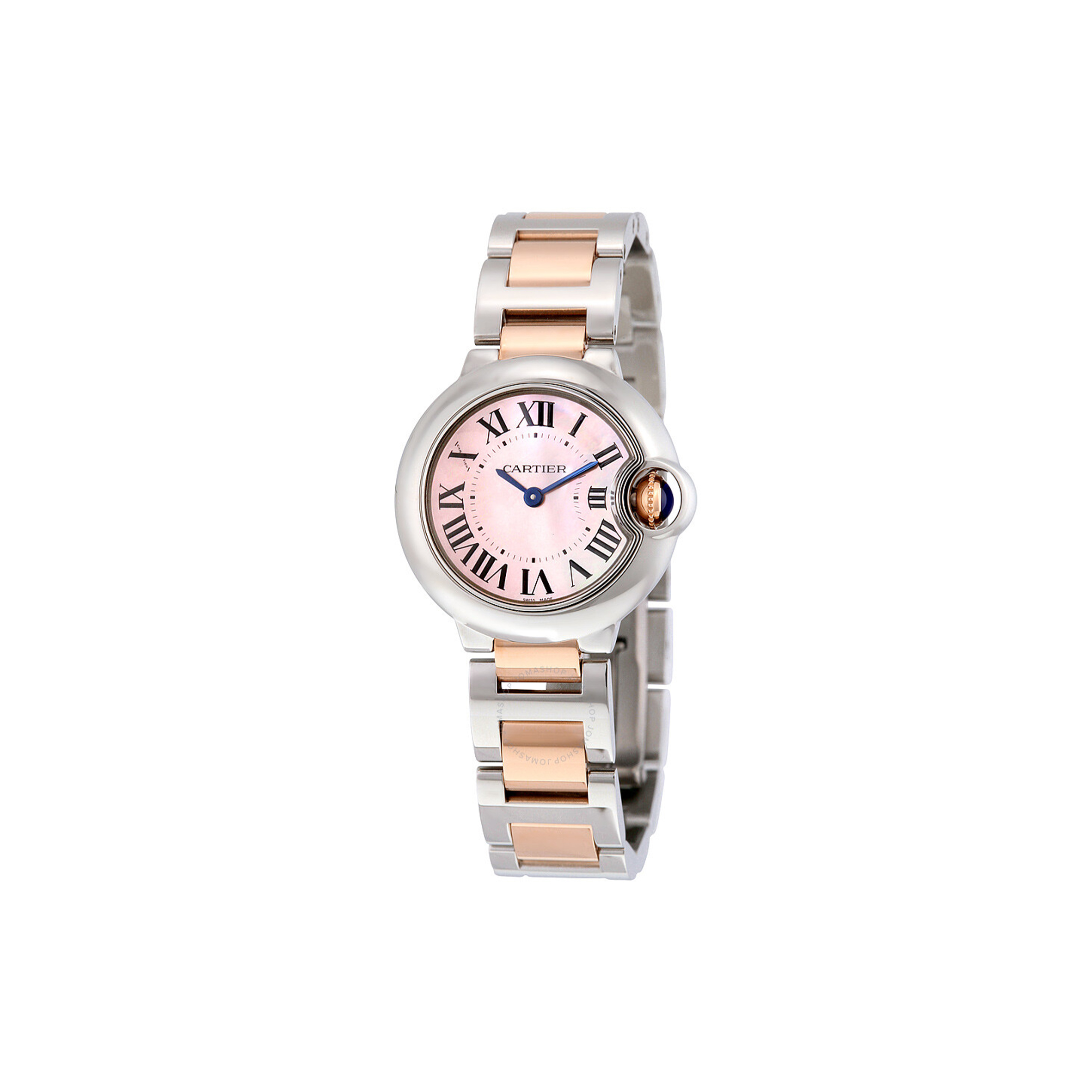 CARTIER BALLON BLEU MOTHER OF PEARL STAINLESS STEEL AND 18KT ROSE GOLD LADIES WATCH W2BB0009