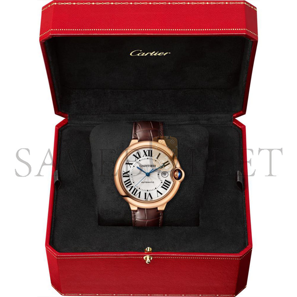 CARTIER BALLON BLEU DE MEN'S SILVER BROWN CARTIER WATCH WGBB0030