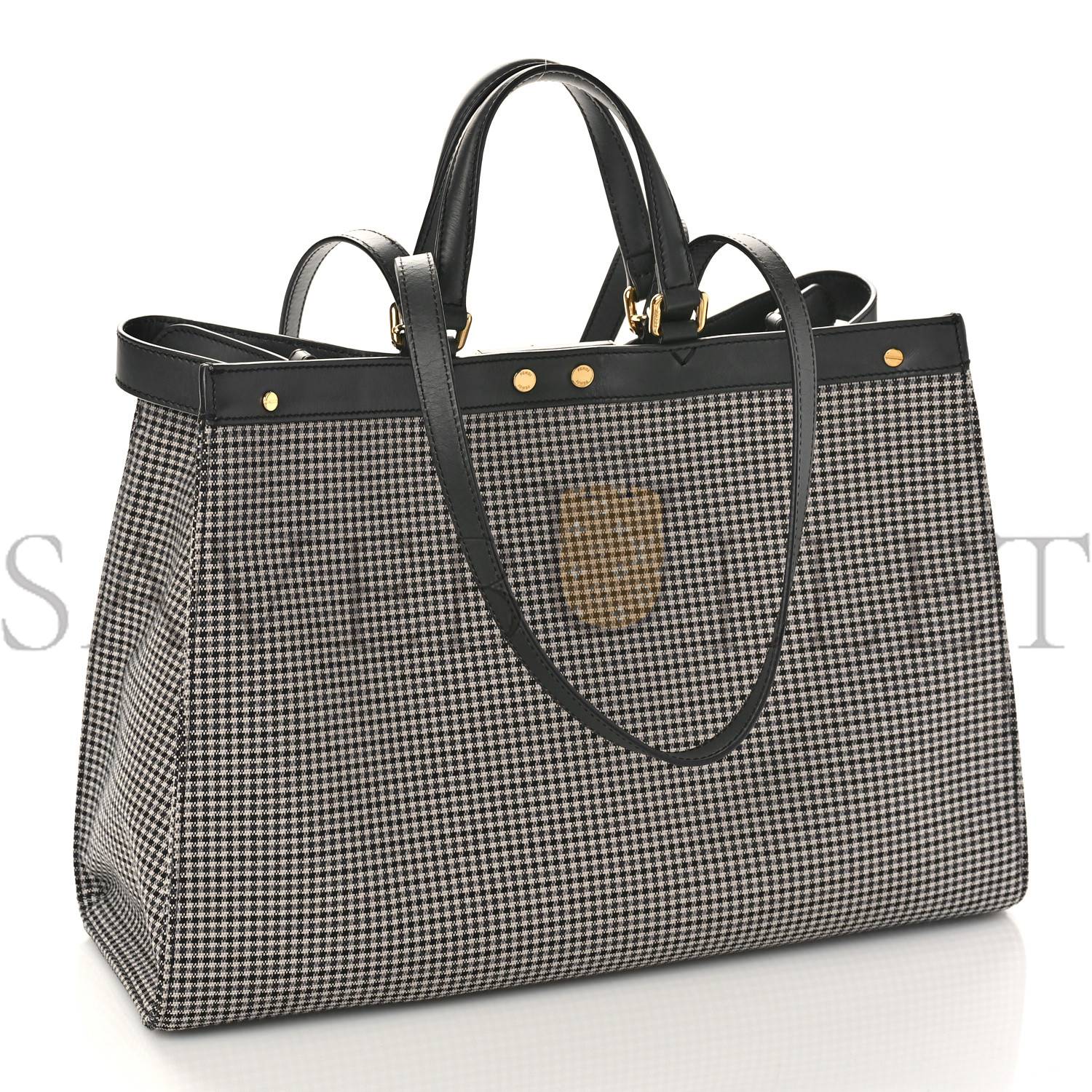 FENDI WOOL VITELLO KING HOUNDSTOOTH FF EMBROIDERED MEDIUM PEEKABOO X-TOTE GRIGIO ANTHRACITE (41*29*16cm) FENDI WOOL VITELLO KING HOUNDSTOOTH FF EMBROIDERED MEDIUM PEEKABOO X-TOTE GRIGIO ANTHRACITE (41*29*16cm)