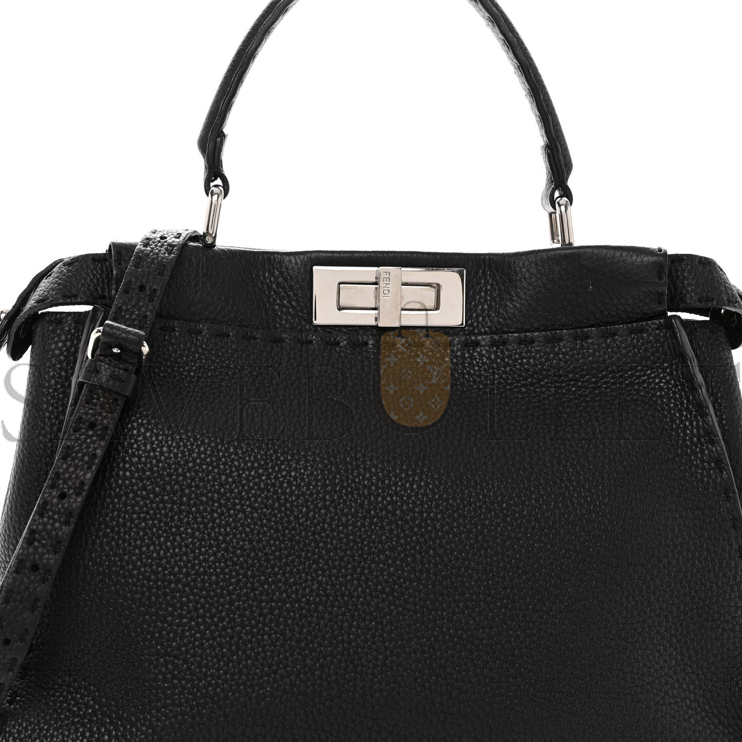 FENDI CUOIO ROMANO SELLERIA BI-COLOR MINI PEEKABOO ICONIC SATCHEL BLACK MOU (34*22*12cm) FENDI CUOIO ROMANO SELLERIA BI-COLOR MINI PEEKABOO ICONIC SATCHEL BLACK MOU (34*22*12cm)