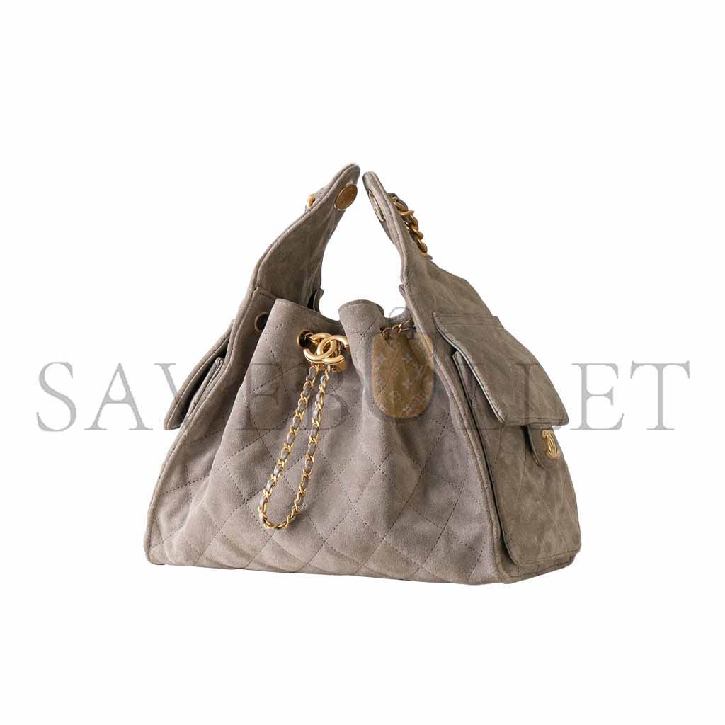 CHANEL 25C SUEDE POCKET HOBO BAG (30*26*14cm) 