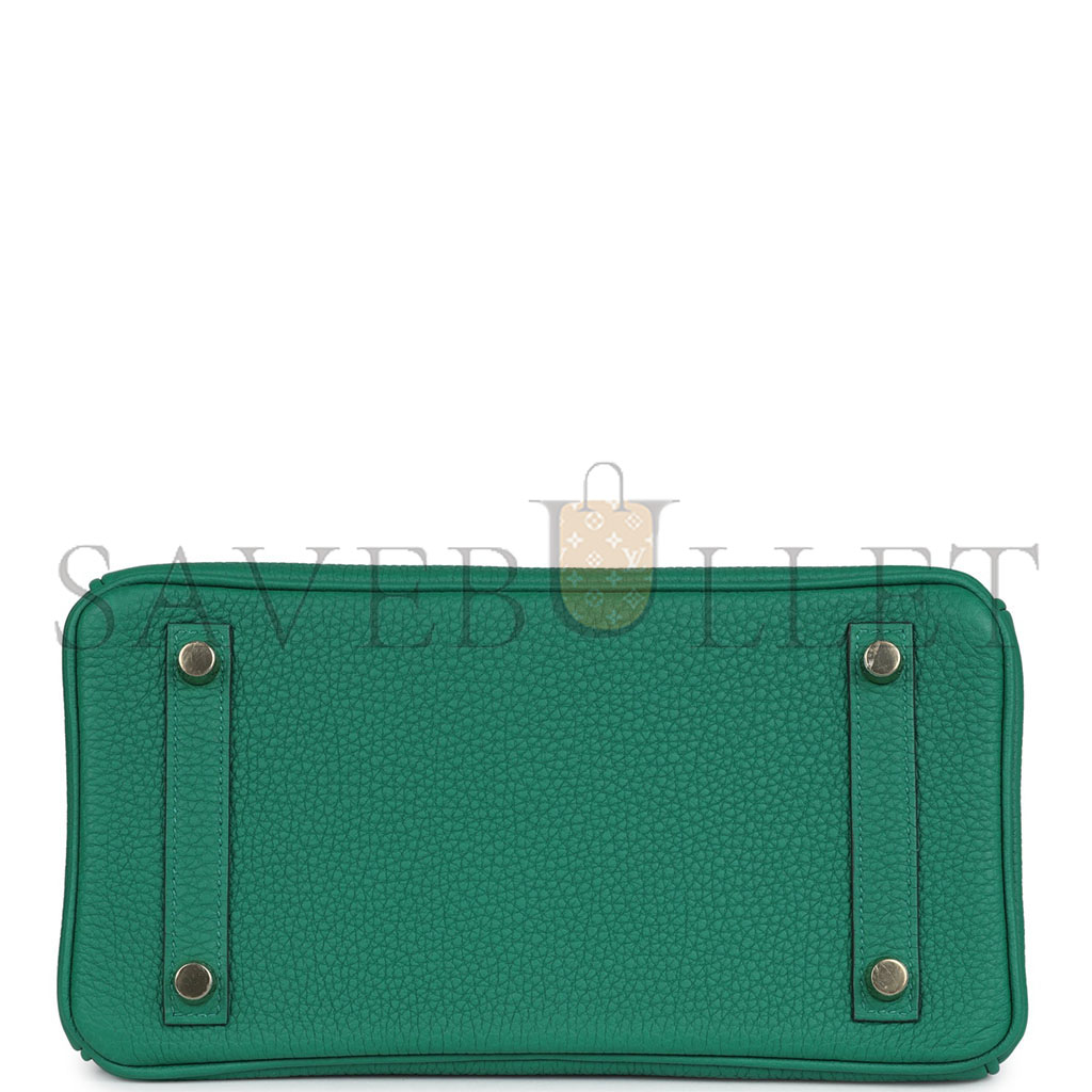 HERMÈS BIRKIN 25 TOGO LEATHER VELVET GREEN GOLD BUCKLE BAG BK30U4EPSS (25*20*13cm)