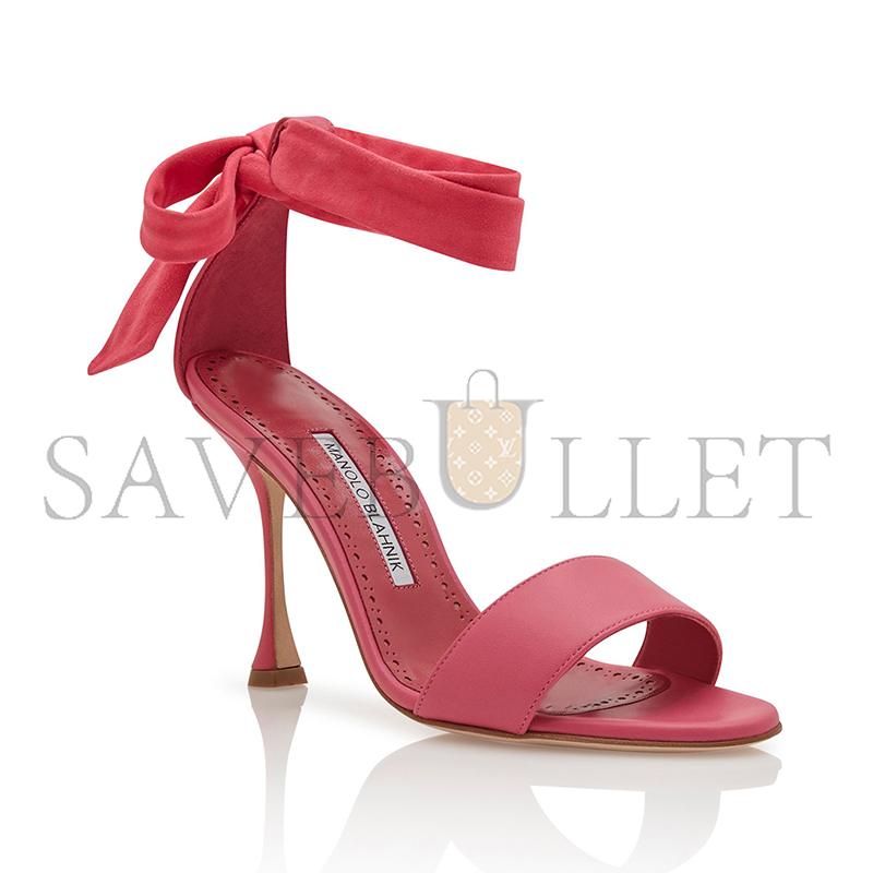 MANOLO BLAHNIK CHASTANA PINK NAPPA LEATHER BOW DETAIL SANDALS 125-2827-0004 MANOLO BLAHNIK CHASTANA PINK NAPPA LEATHER BOW DETAIL SANDALS 125-2827-0004