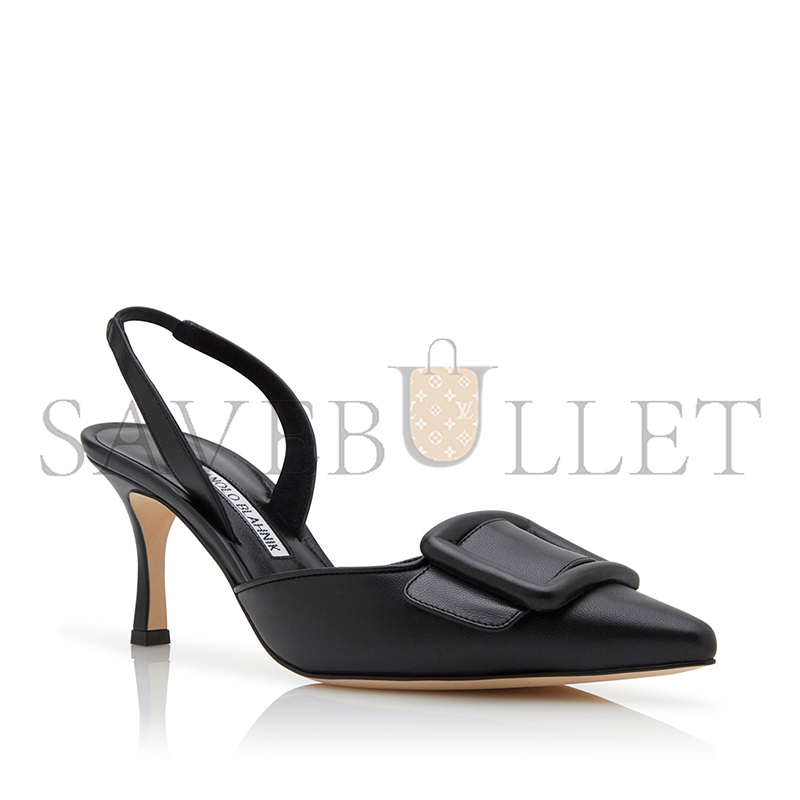 MANOLO BLAHNIK MAYSLI BLACK NAPPA LEATHER SLINGBACK PUMPS 219-0254-0007