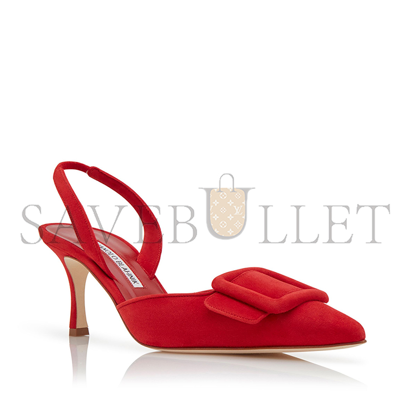 MANOLO BLAHNIK MAYSLI RED SUEDE SLINGBACK PUMPS 219-0182-0002