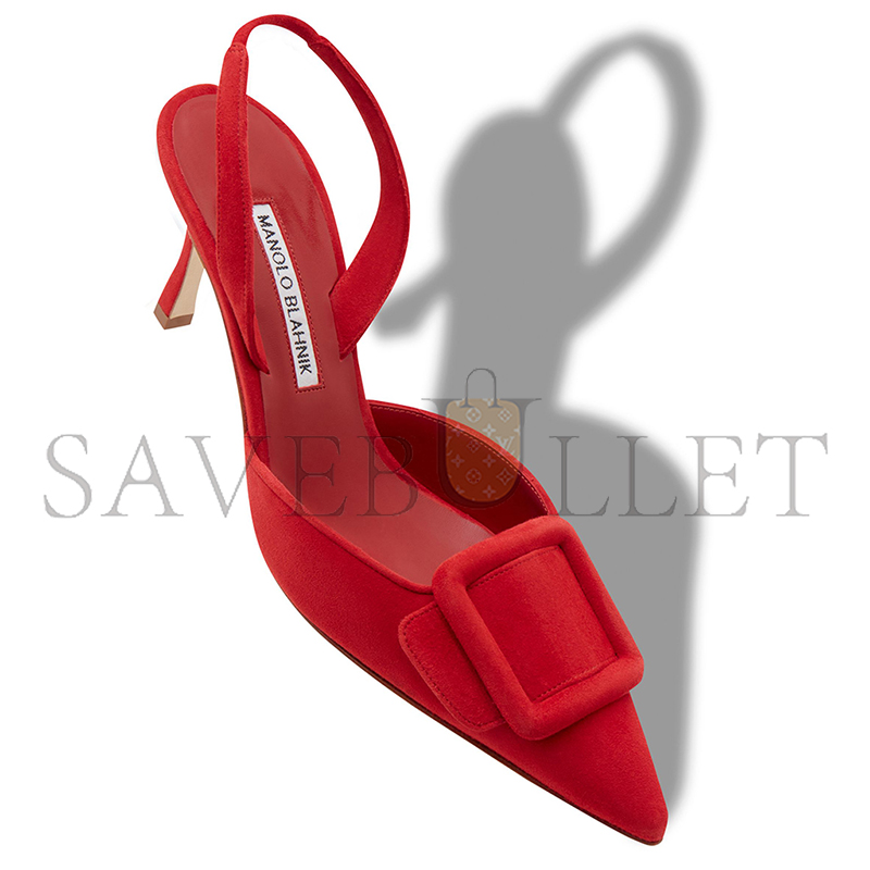 MANOLO BLAHNIK MAYSLI RED SUEDE SLINGBACK PUMPS 219-0182-0002