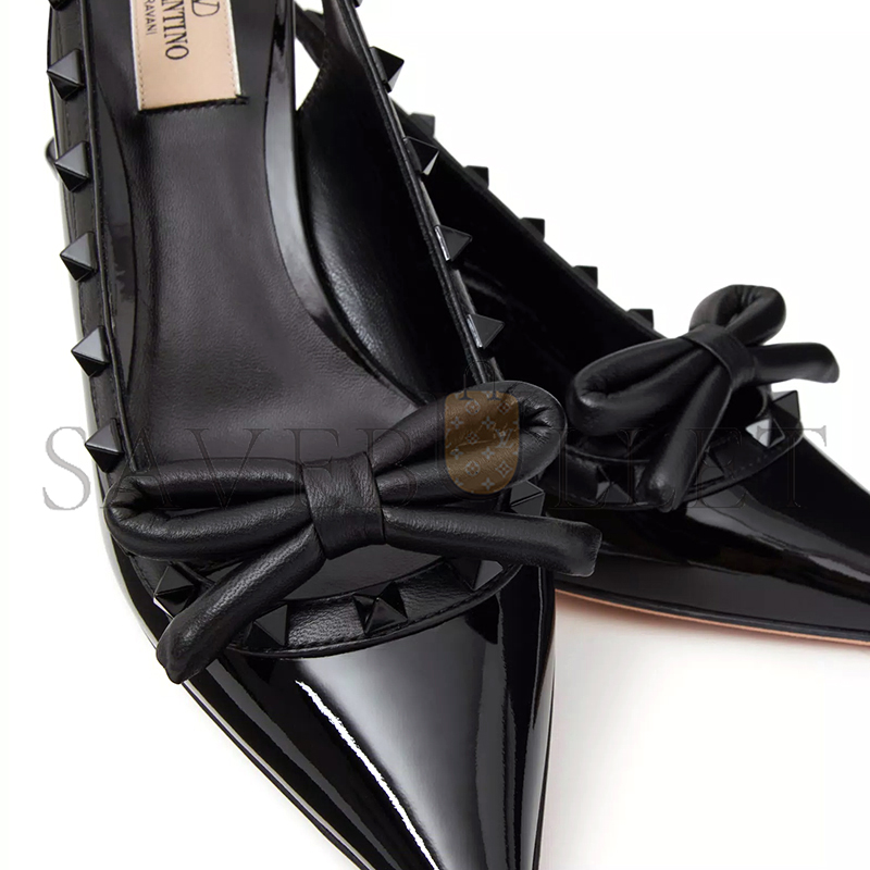 VALENTINO ROCKSTUD BOW SLINGBACK PUMP IN PATENT LEATHER WITH MATCHING STUDS 60MM 5W2S0IB8IXH_0NO