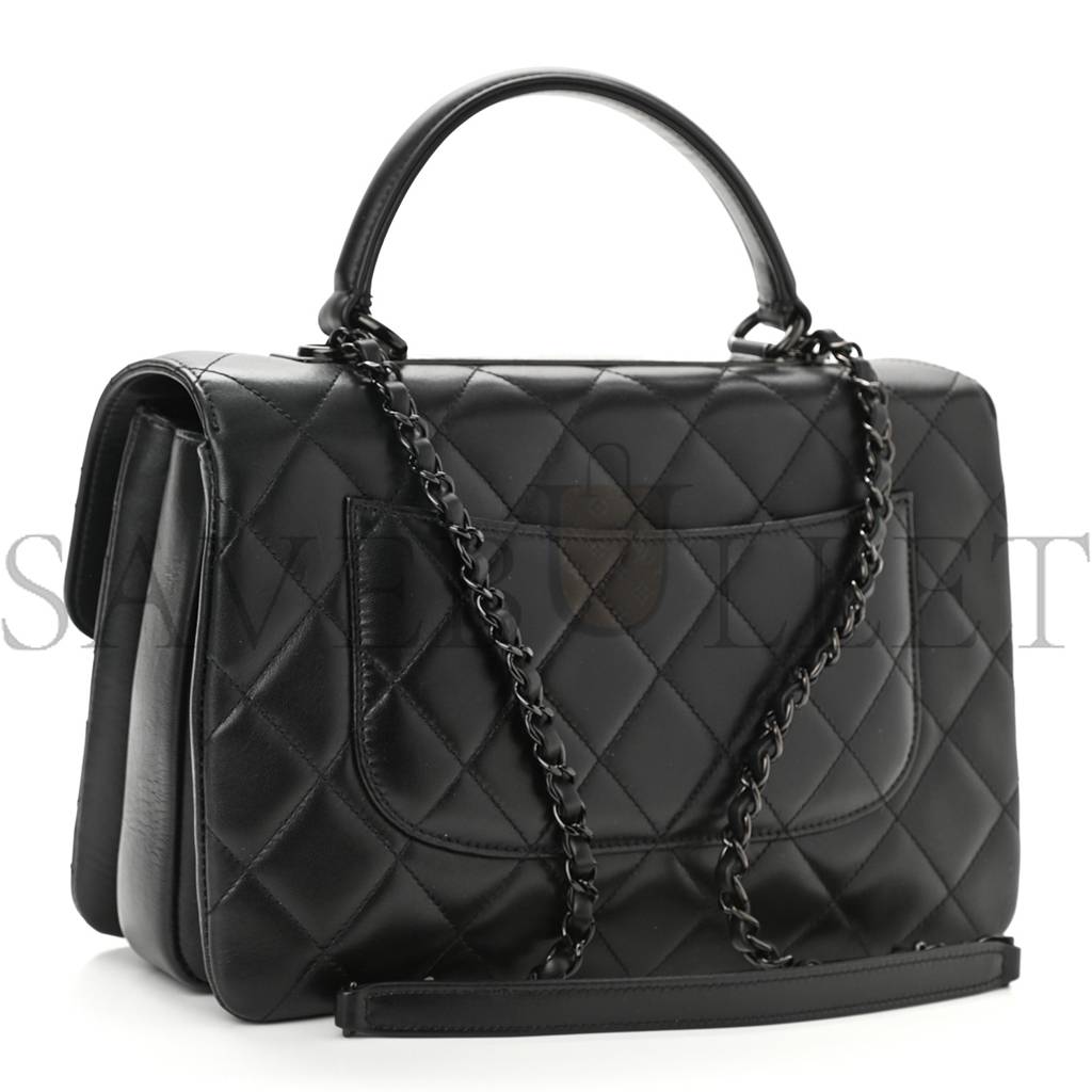 CHANEL LAMBSKIN QUILTED MEDIUM TRENDY CC DUAL HANDLE FLAP BAG SO BLACK BLACK HARDWARE (25*18*10cm) CHANEL LAMBSKIN QUILTED MEDIUM TRENDY CC DUAL HANDLE FLAP BAG SO BLACK BLACK HARDWARE (25*18*10cm)