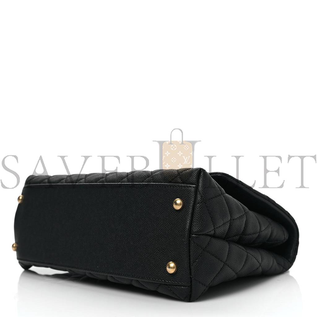 CHANEL CAVIAR LIZARD EMBOSSED QUILTED SMALL COCO HANDLE FLAP BLACK GOLD HARDWARE (29*18*11cm) CHANEL CAVIAR LIZARD EMBOSSED QUILTED SMALL COCO HANDLE FLAP BLACK GOLD HARDWARE (29*18*11cm)