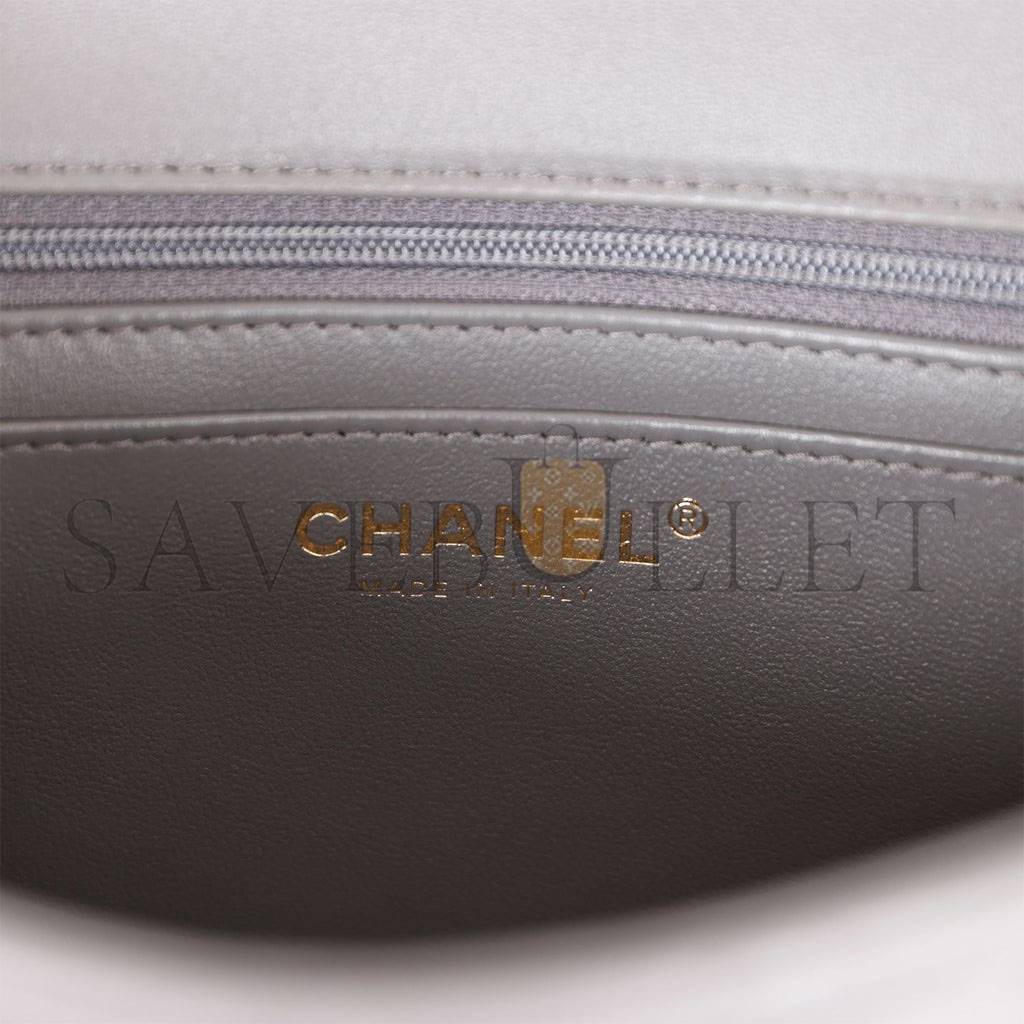 CHANEL MINI RECTANGULAR FLAP BAG WITH TOP HANDLE DARK GREY LAMBSKIN LIGHT GOLD HARDWARE (22*15*8cm) CHANEL MINI RECTANGULAR FLAP BAG WITH TOP HANDLE DARK GREY LAMBSKIN LIGHT GOLD HARDWARE (22*15*8cm)