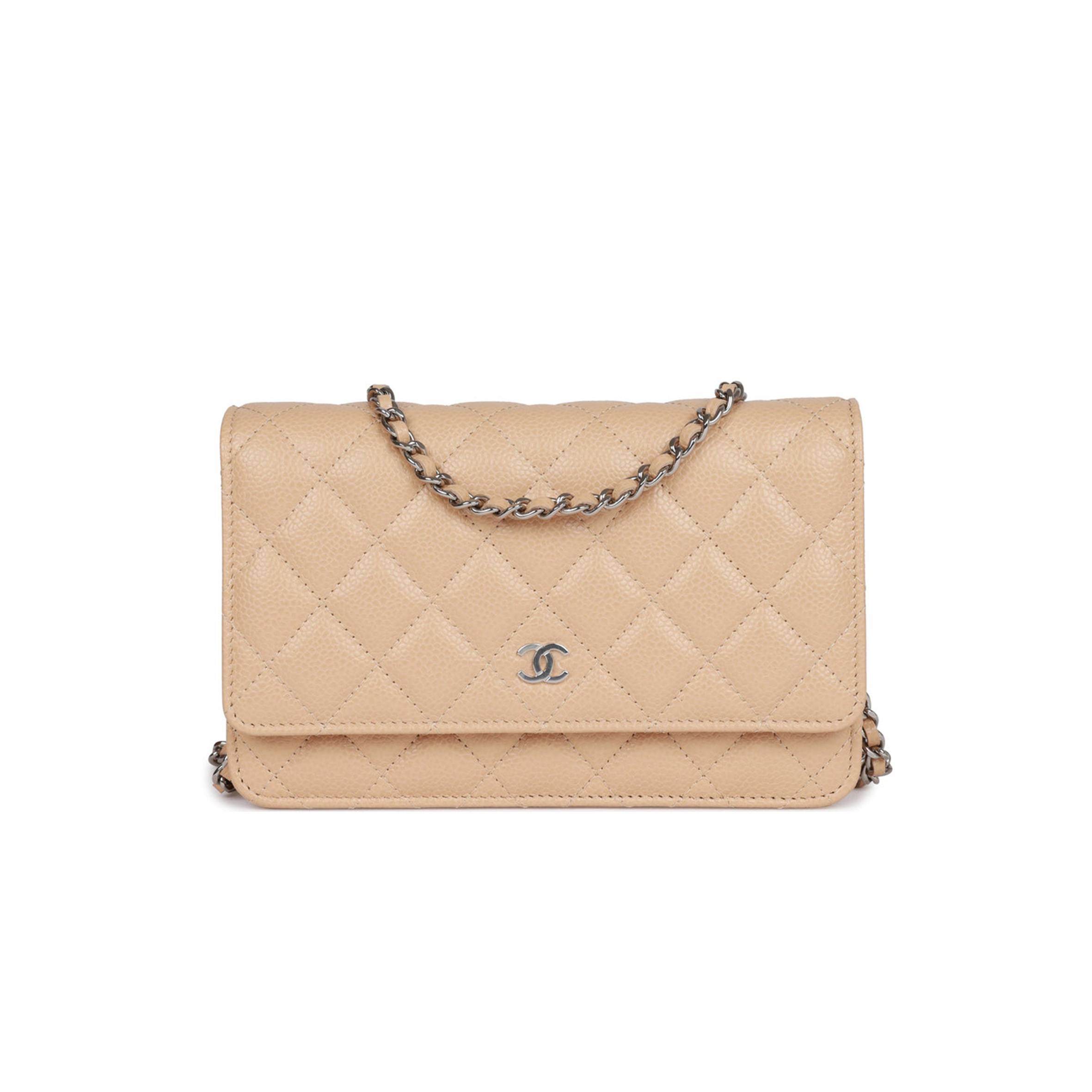 CHANEL WALLET ON CHAIN WOC BEIGE CAVIAR SILVER HARDWARE (19*12*4cm) CHANEL WALLET ON CHAIN WOC BEIGE CAVIAR SILVER HARDWARE (19*12*4cm)