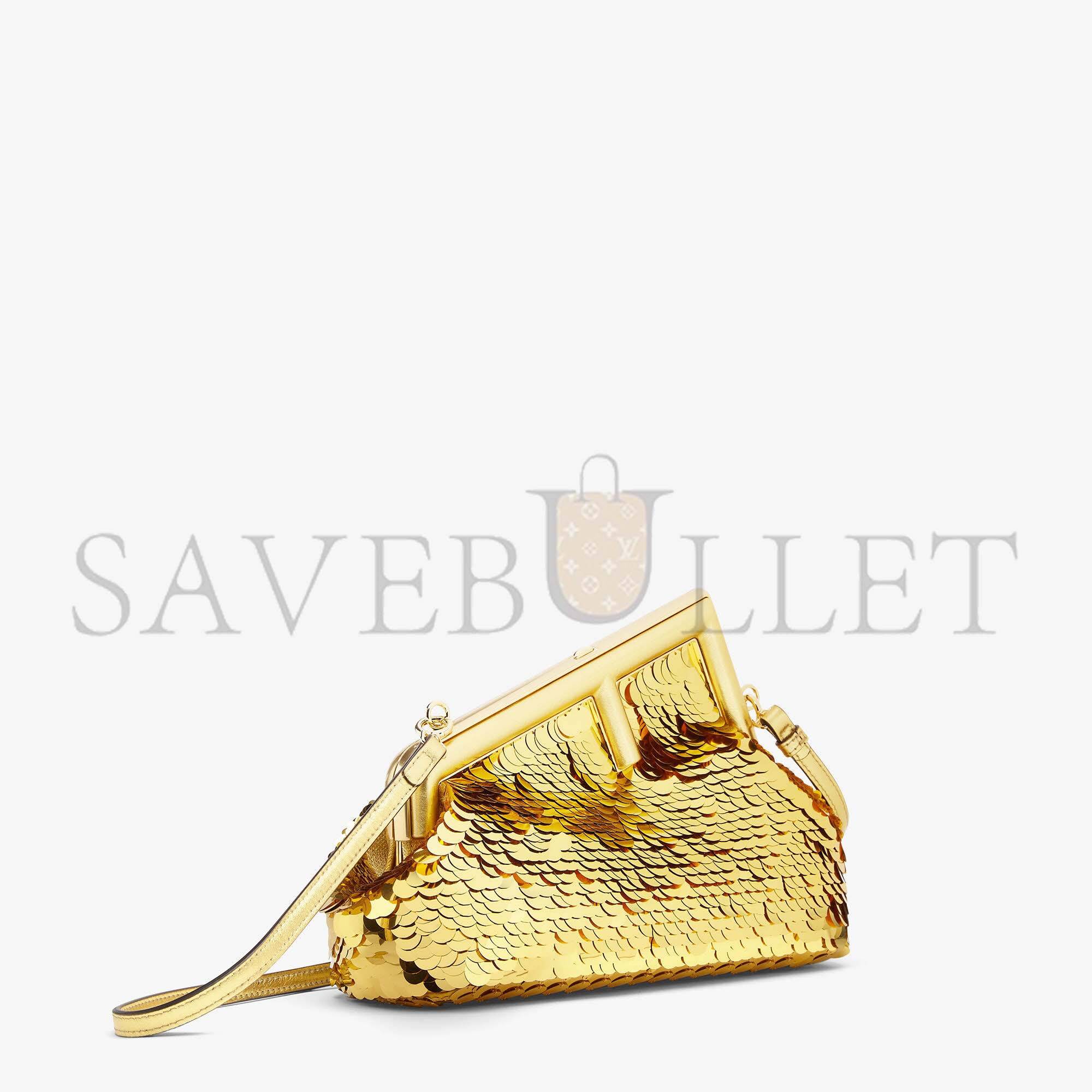 FENDI FIRST SMALL - GOLD-COLORED LEATHER AND SEQUINNED BAG 8BP129AJP4F0RXU (26*18*9.5cm) FENDI FIRST SMALL - GOLD-COLORED LEATHER AND SEQUINNED BAG 8BP129AJP4F0RXU (26*18*9.5cm)