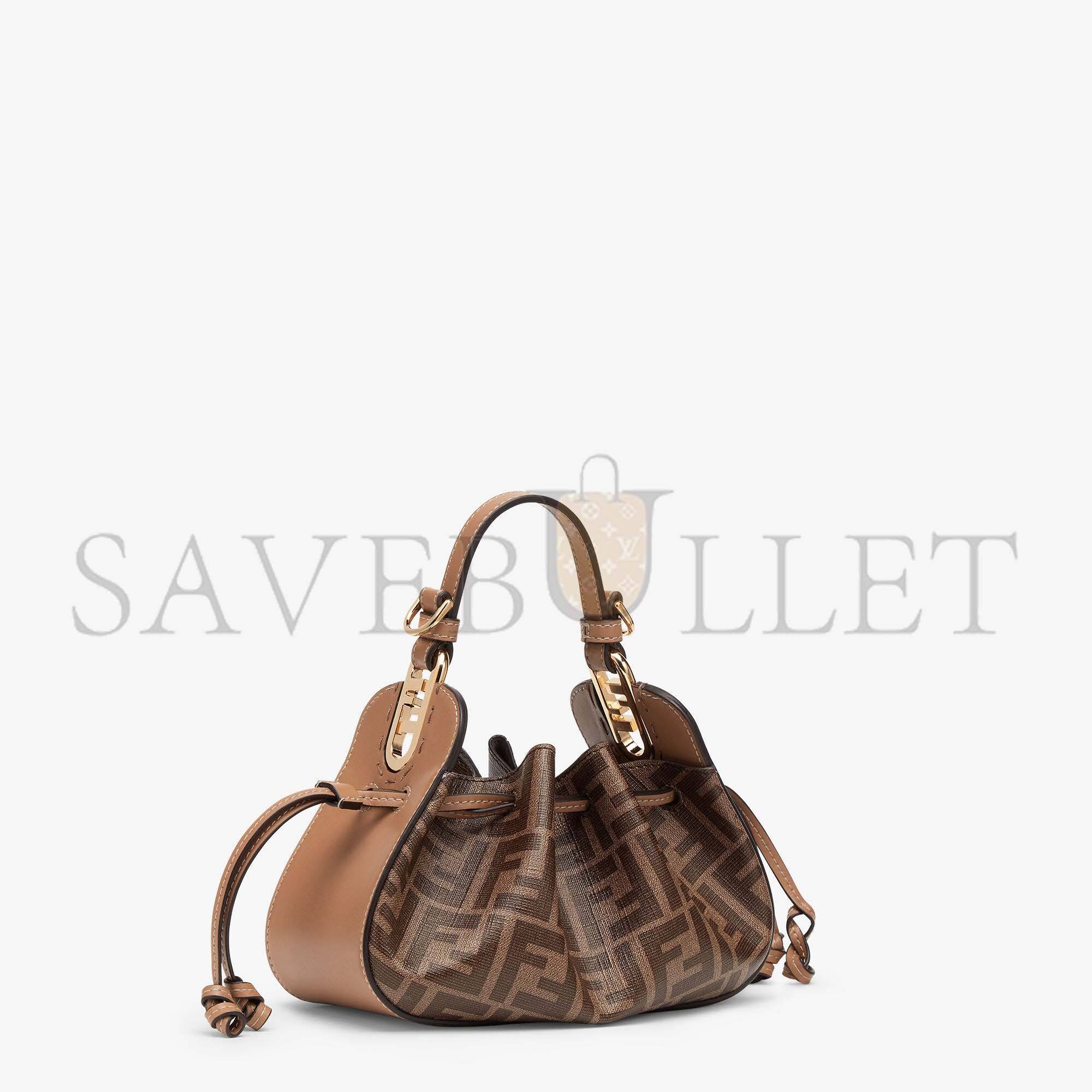 FENDI POMODORINO - BROWN FF FABRIC MINI-BAG 8BS059AHWVF1GE3 (21.5*17*14cm) FENDI POMODORINO - BROWN FF FABRIC MINI-BAG 8BS059AHWVF1GE3 (21.5*17*14cm)