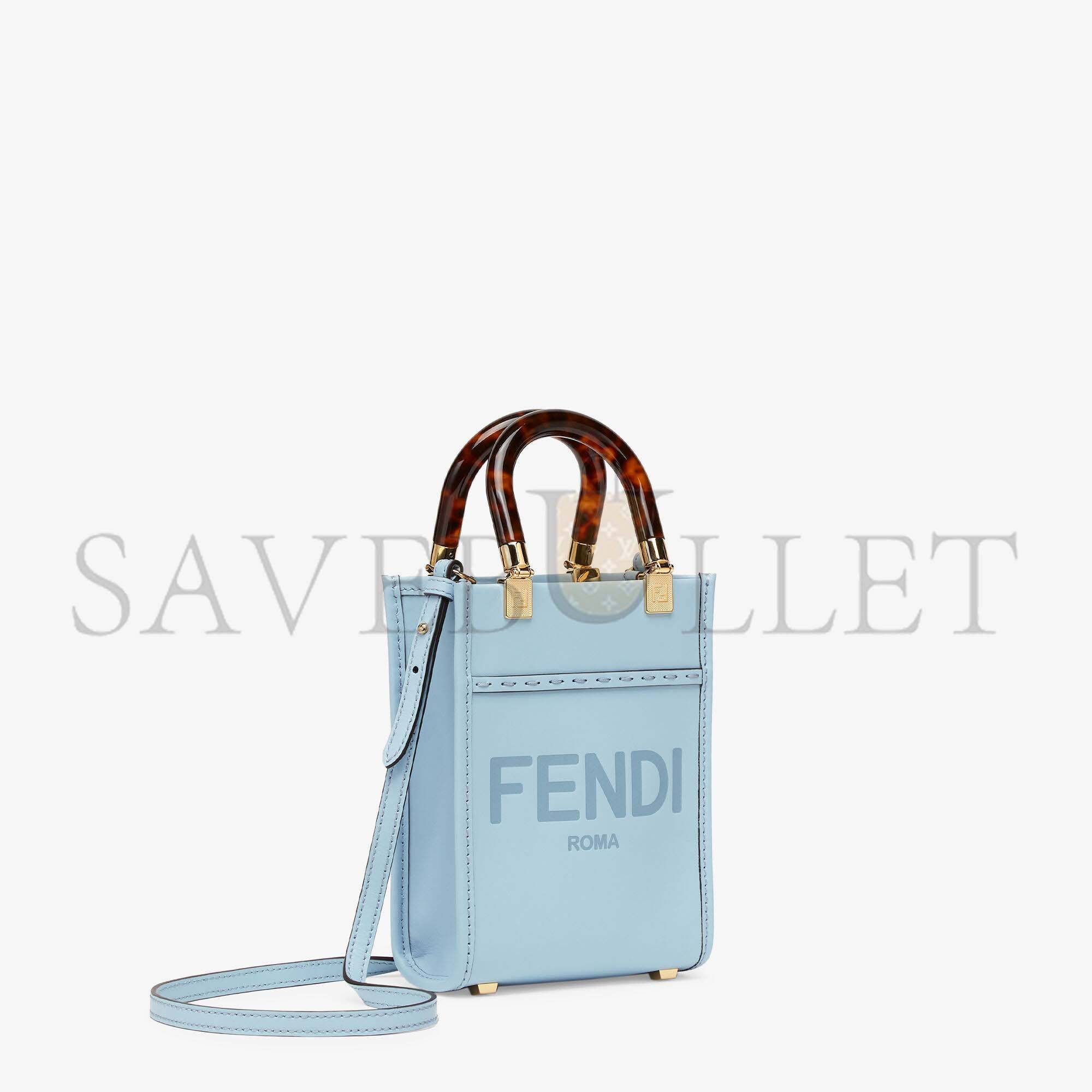 FENDI MINI SUNSHINE SHOPPER - LIGHT BLUE LEATHER MINI BAG 8BS051ABVLF1993 (18*13*6.5cm) FENDI MINI SUNSHINE SHOPPER - LIGHT BLUE LEATHER MINI BAG 8BS051ABVLF1993 (18*13*6.5cm)