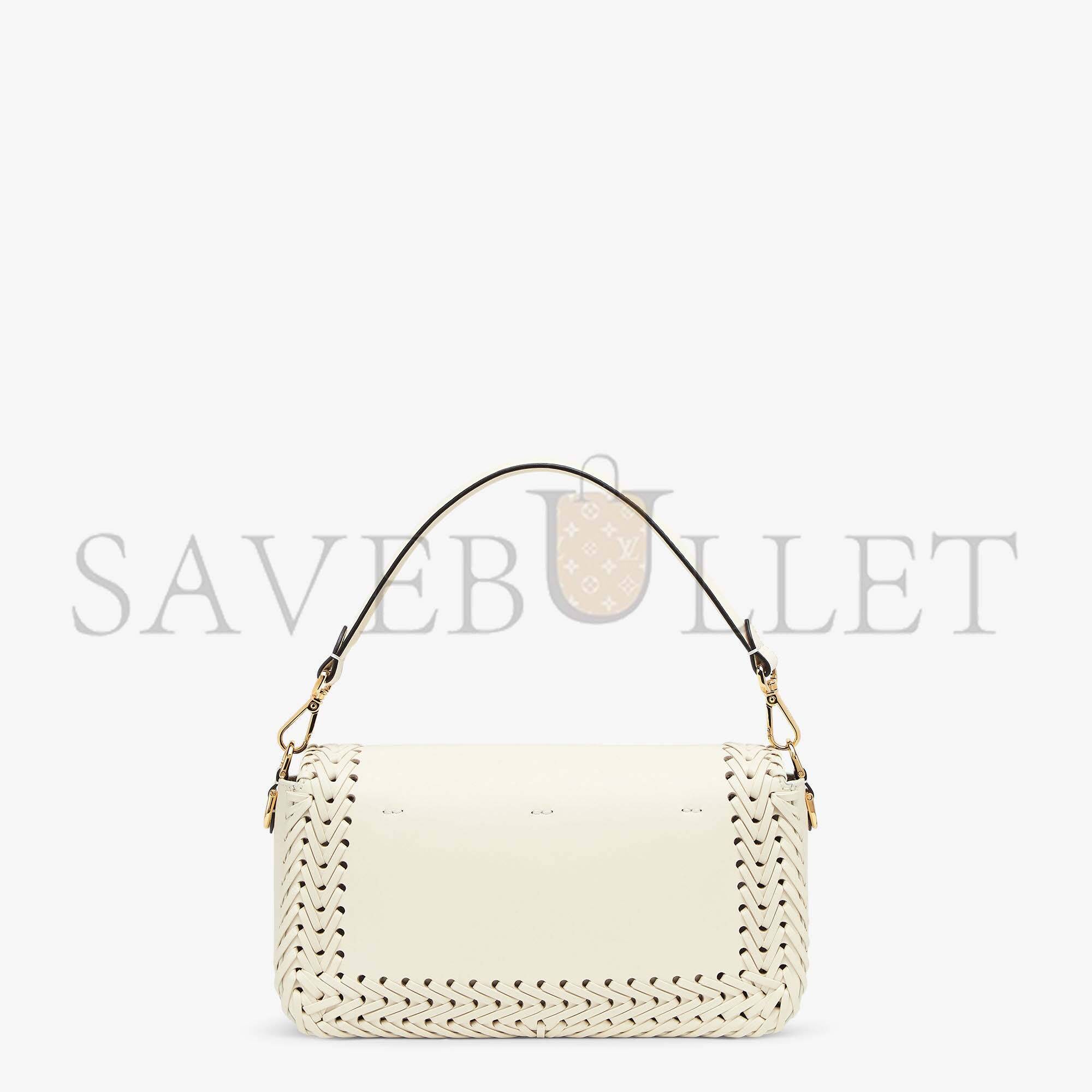 FENDI BAGUETTE - WHITE LEATHER BAG 8BR600AHWDF0K7E (27*15*6cm) FENDI BAGUETTE - WHITE LEATHER BAG 8BR600AHWDF0K7E (27*15*6cm)