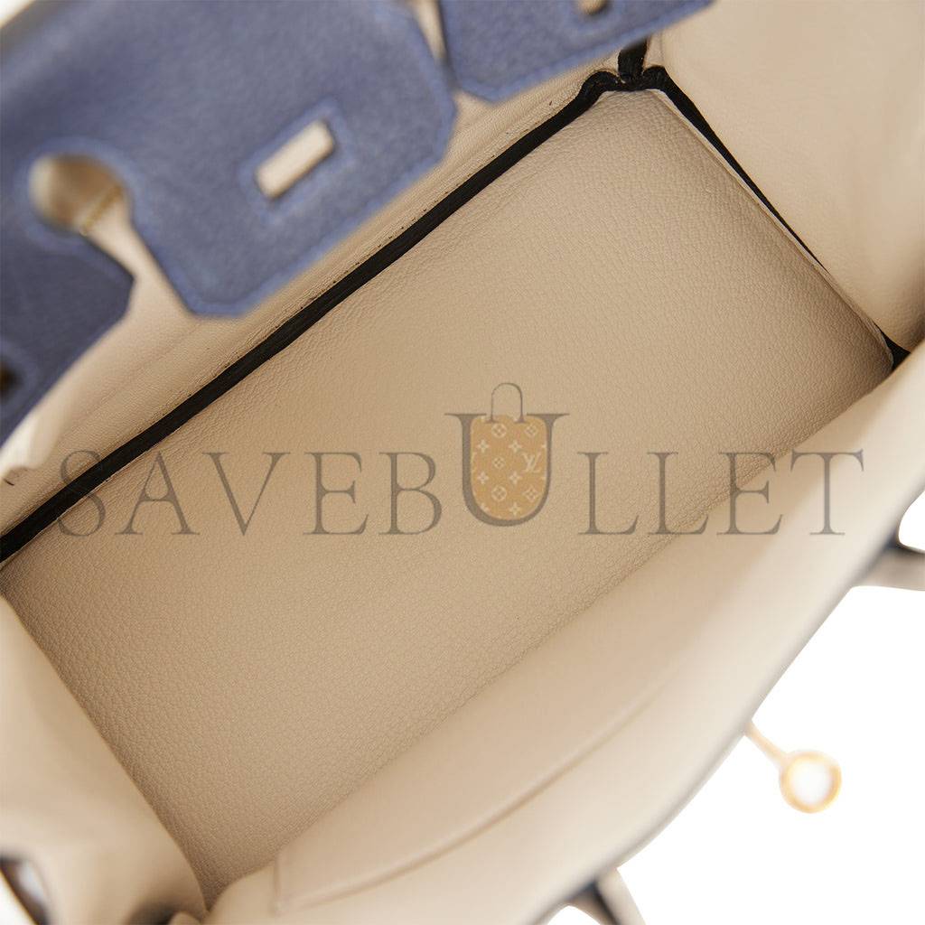 HERMES SPECIAL ORDER (HSS) BIRKIN 25 BLEU NUIT AND CRAIE TOGO GOLD HARDWARE HANDMADE (25cm)