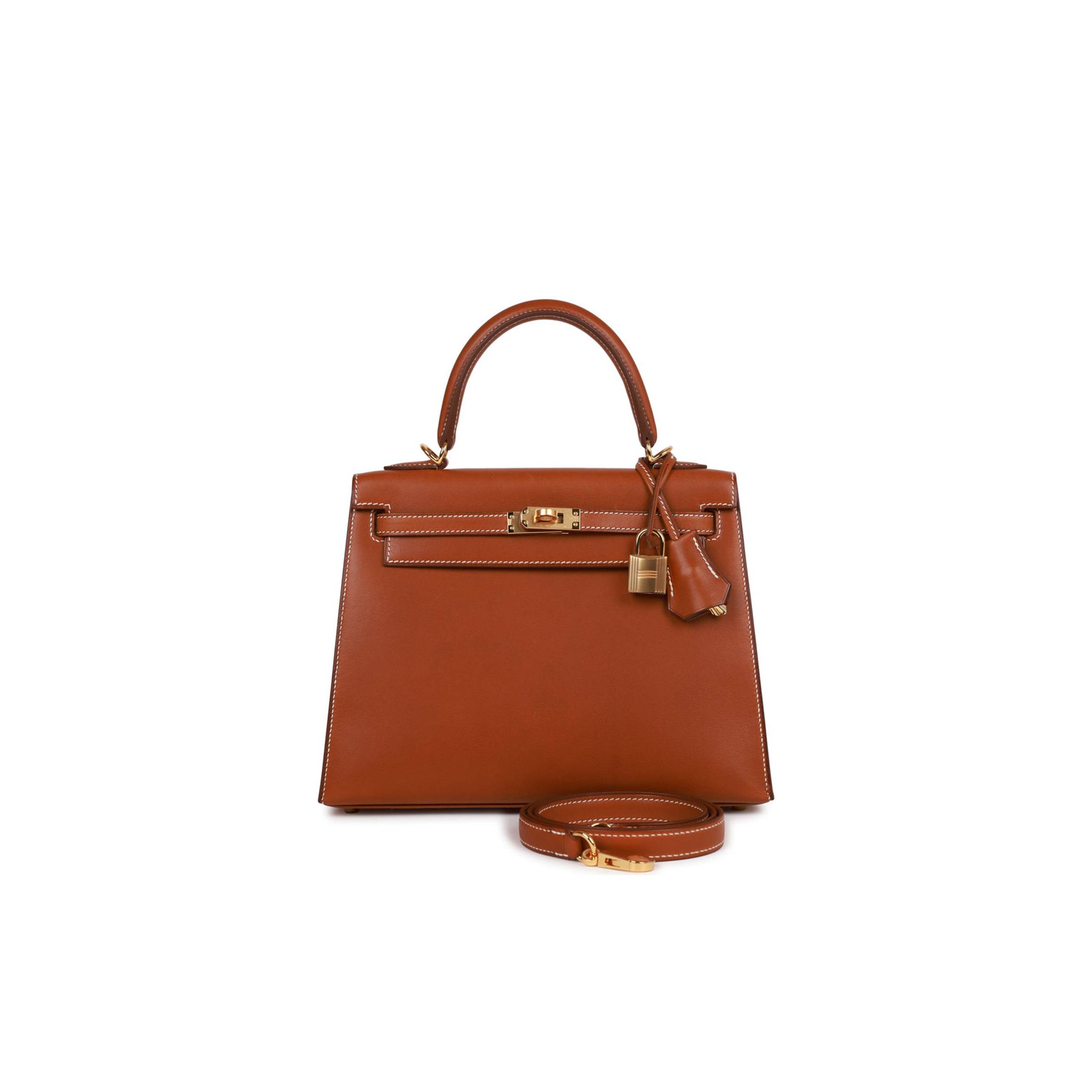 HERMES KELLY SELLIER 25 FAUVE BARENIA GOLD HARDWARE  (25*17*7cm)