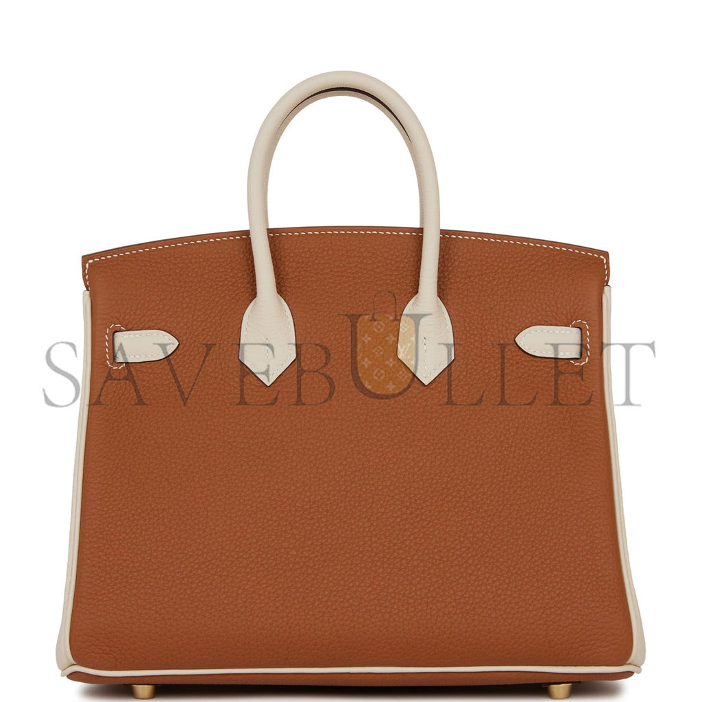 HERMES SPECIAL ORDER (HSS) BIRKIN 25 GOLD AND CRAIE TOGO BRUSHED GOLD HARDWARE HANDMADE (25cm)