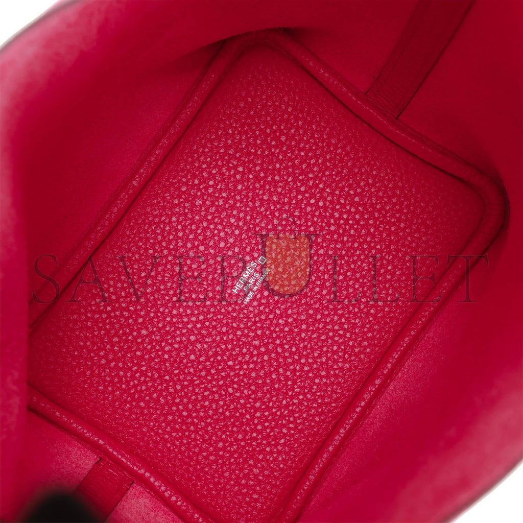 HERMES PICOTIN LOCK 18 FRAMBOISE CLEMENCE AND MATTE ALLIGATOR TOUCH PALLADIUM HARDWARE (18*13*18cm)