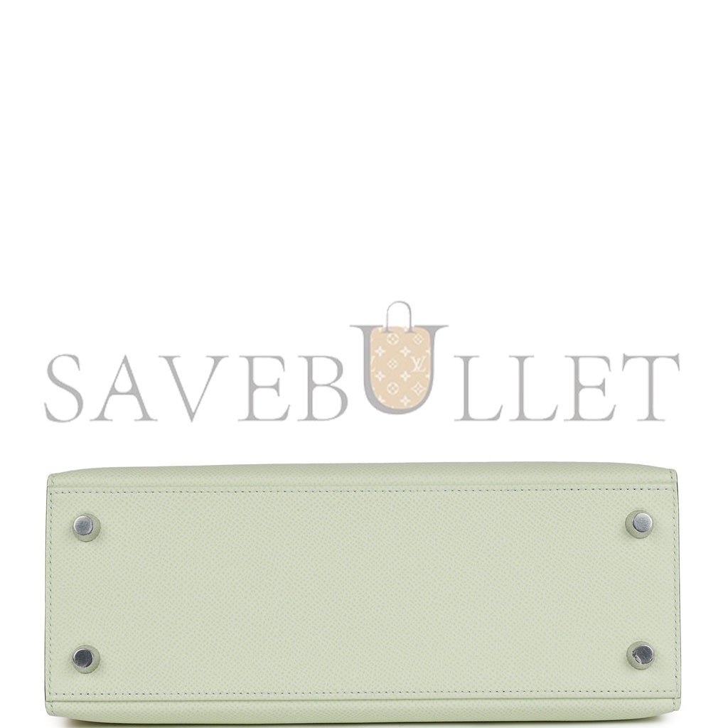 HERMES KELLY SELLIER 25 VERT FIZZ EPSOM PALLADIUM HARDWARE HANDMADE  (25*17*7cm)