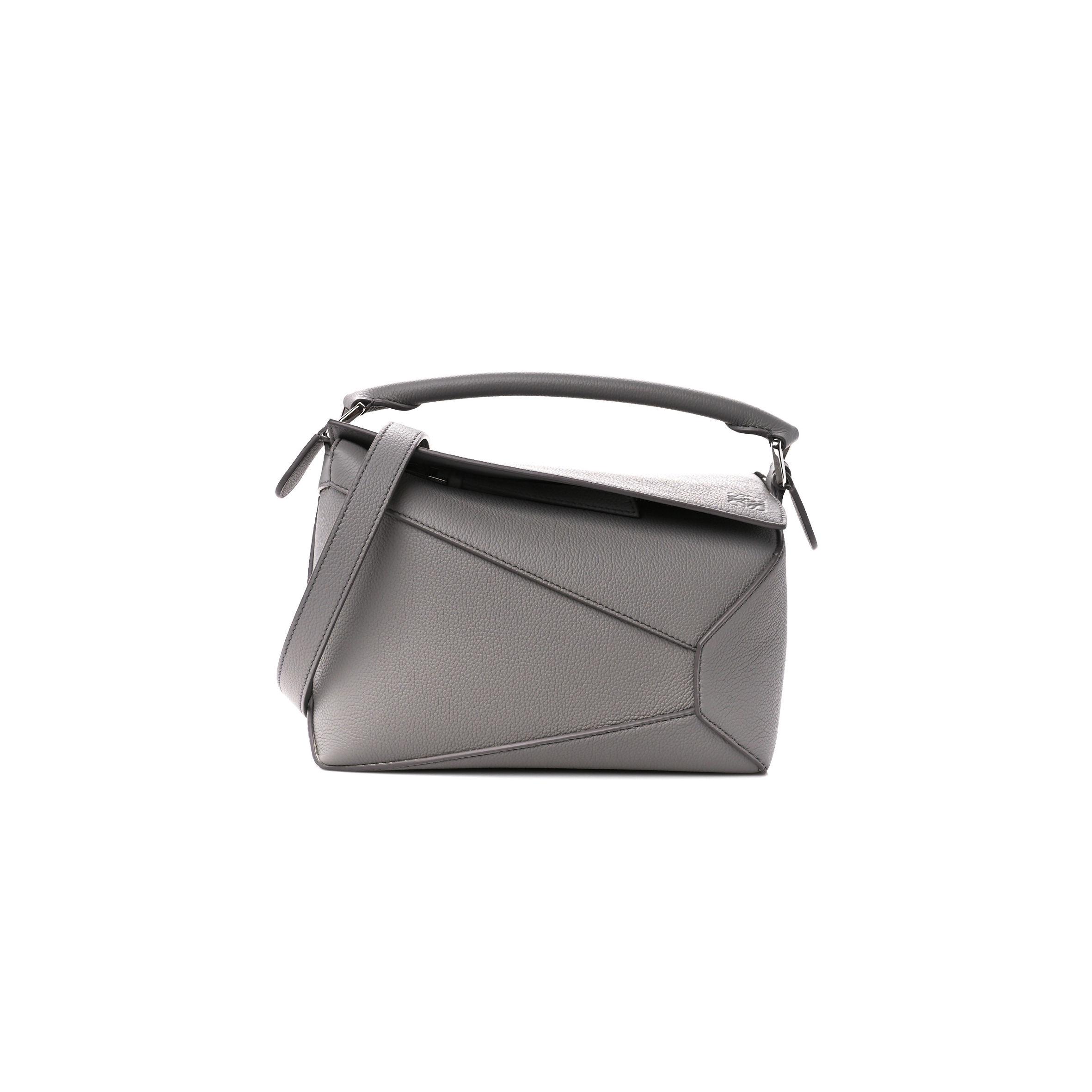 LOEWE SOFT GRAINED CALFSKIN SMALL PUZZLE EDGE BAG PEARL GREY (24*16.5*10.5cm)