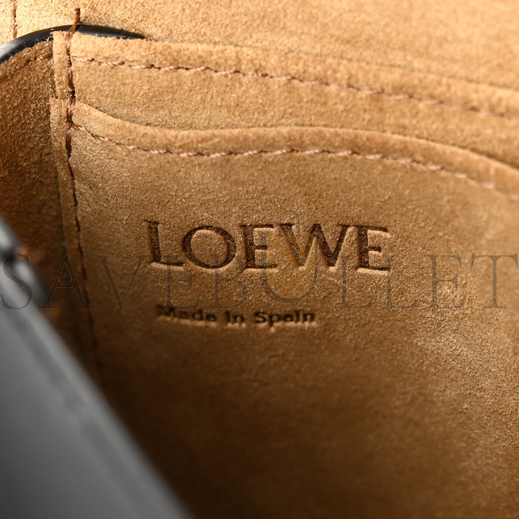 LOEWE CALFSKIN JACQUARD MINI GATE DUAL BAG BLACK (23*13*9cm)