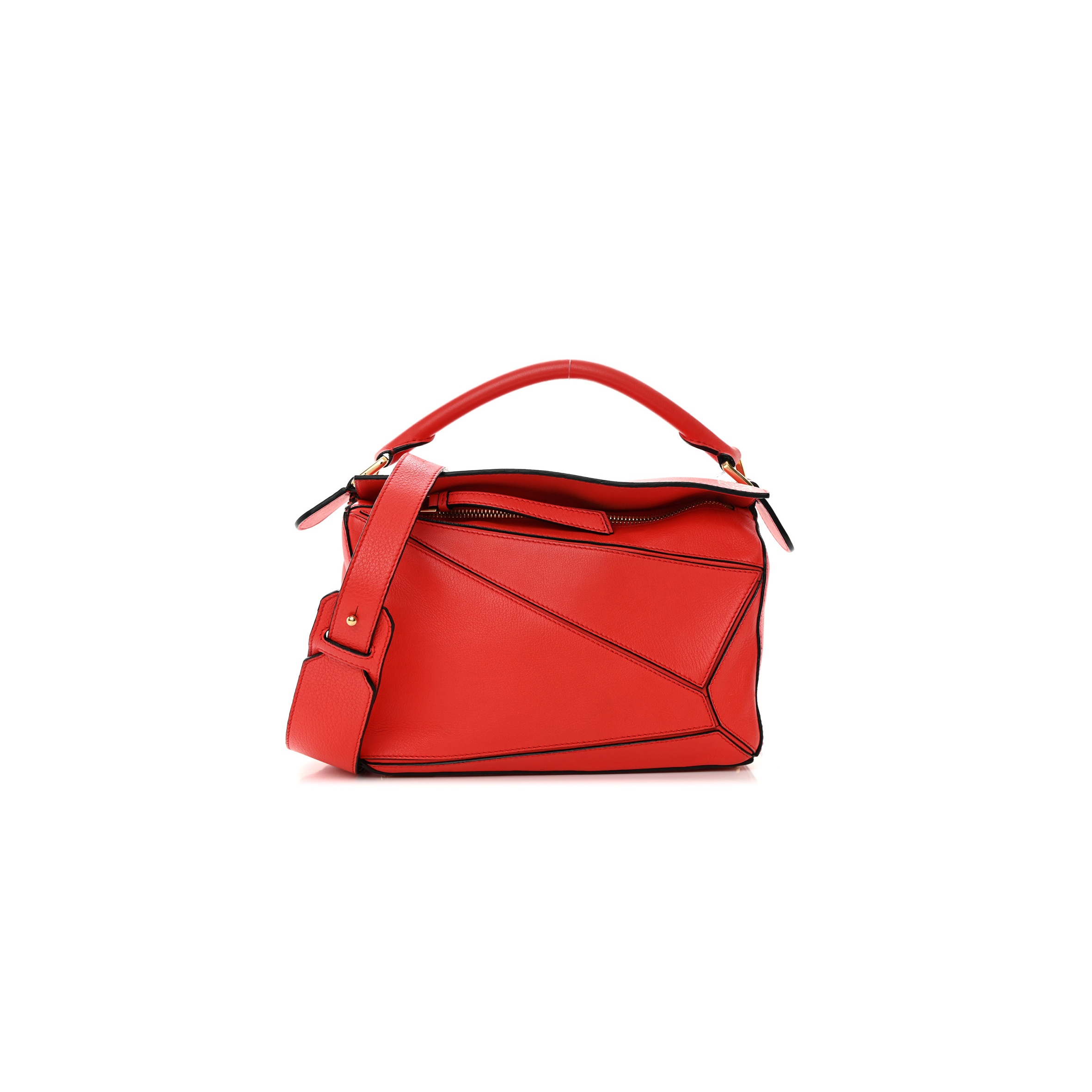 LOEWE CALFSKIN SMALL PUZZLE BAG SCARLET (24*16.5*10.5cm)