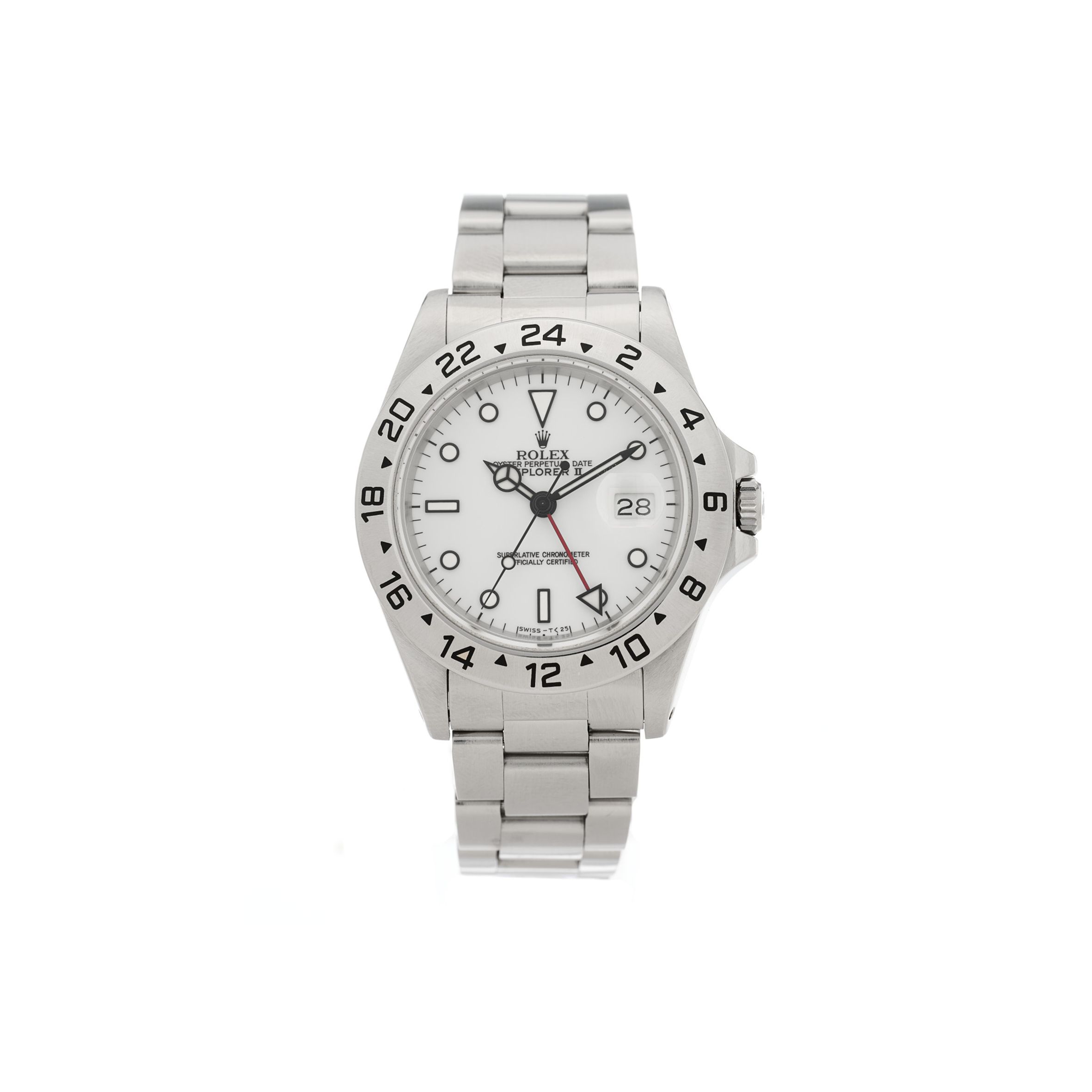 ROLEX STAINLESS STEEL 40MM OYSTER PERPETUAL DATE EXPLORER II WATCH WHITE 16570 ROLEX STAINLESS STEEL 40MM OYSTER PERPETUAL DATE EXPLORER II WATCH WHITE 16570