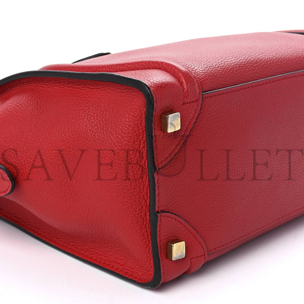 CELINE DRUMMED CALFSKIN MICRO LUGGAGE RED (26*25*13cm)