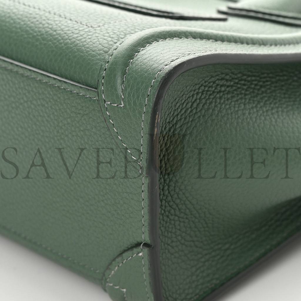 CELINE DRUMMED CALFSKIN NANO LUGGAGE CELADON (21*20*10cm)