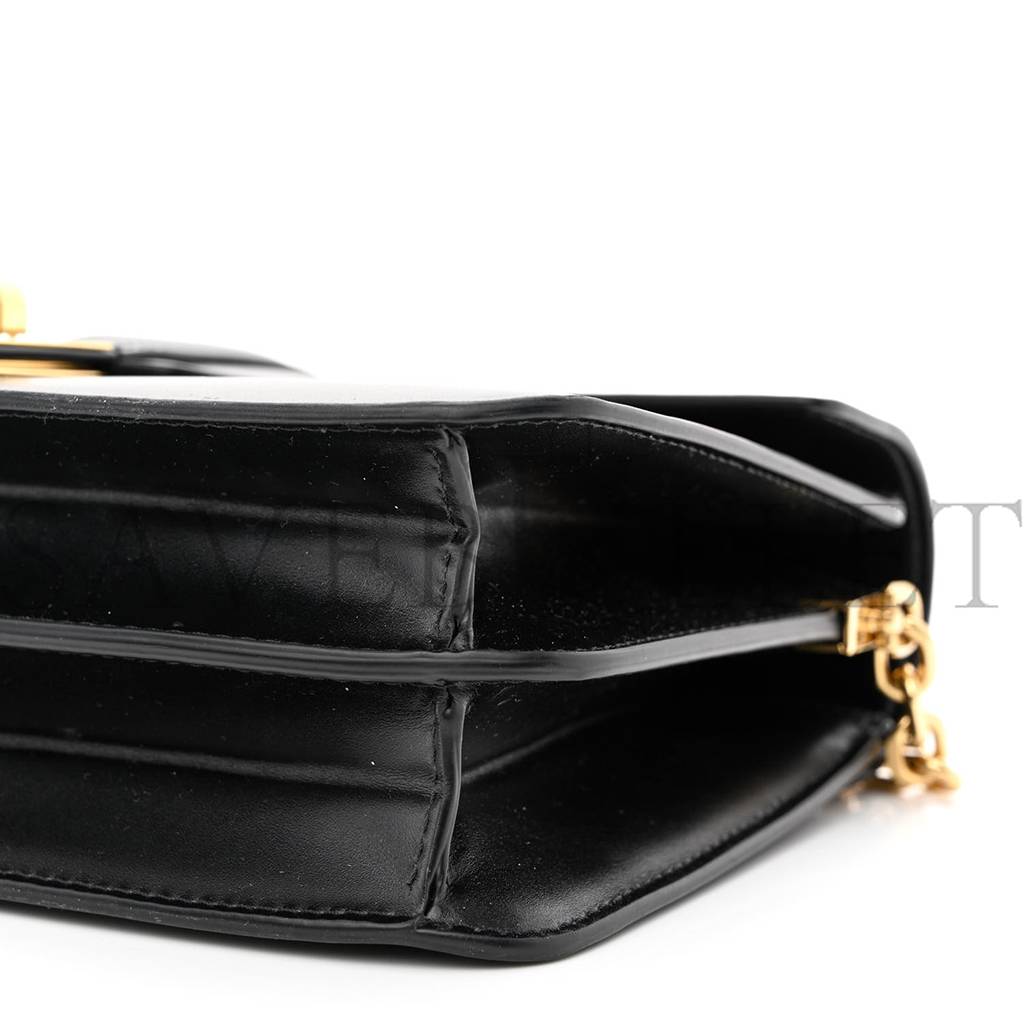 CELINE SATINATED CALFSKIN 16 CHAIN BAG BLACK (23*14*7cm)