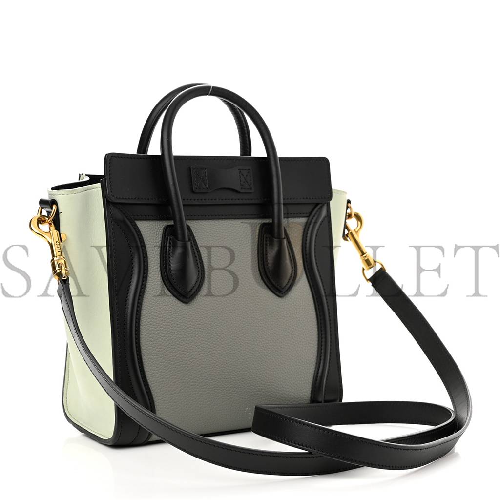 CELINE BABY GRAINED CALFSKIN NANO TRI-COLOR LUGGAGE ZINC ALMOND (20*19*10cm)