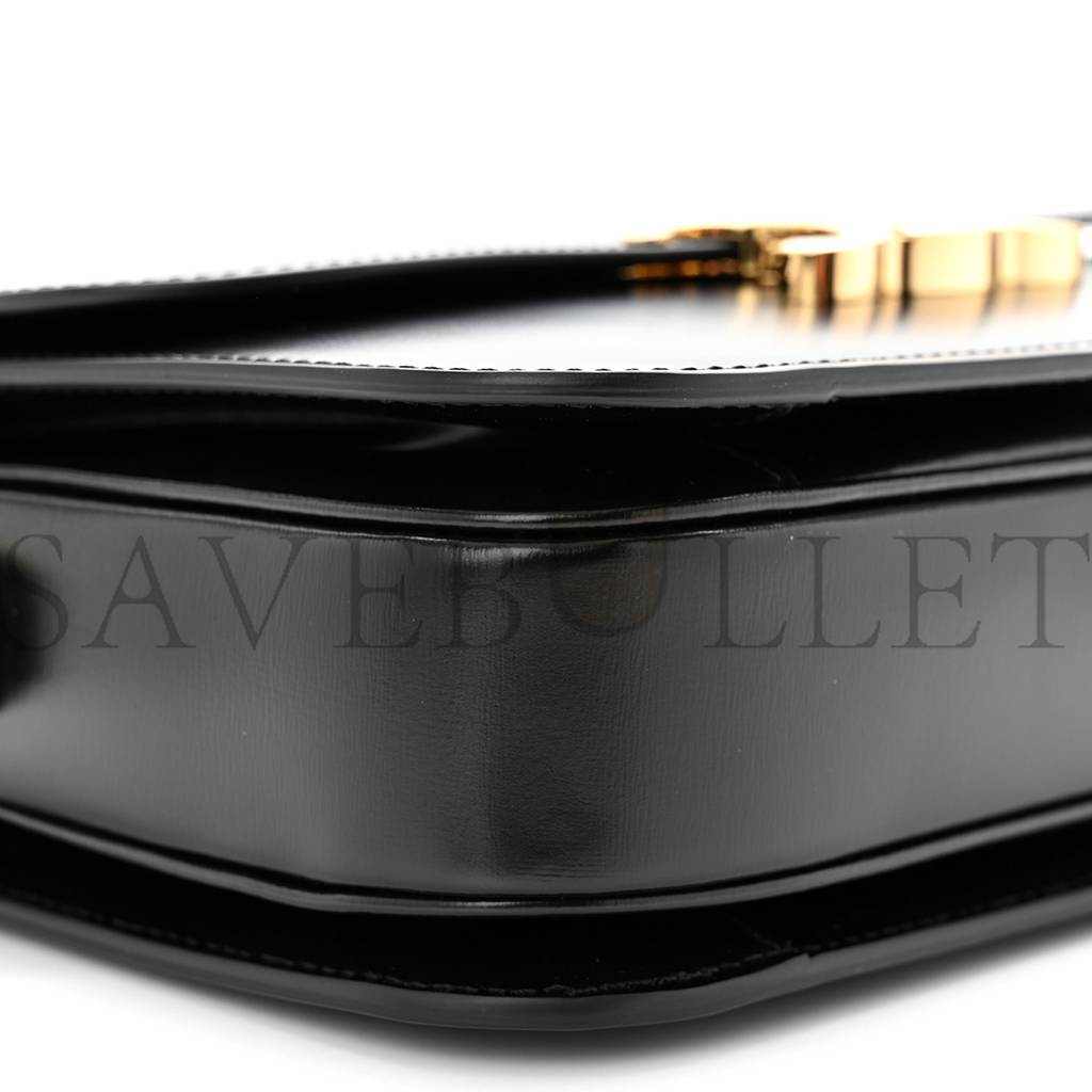 CELINE SHINY CALFSKIN MEDIUM TRIOMPHE BLACK (22*16*8cm)