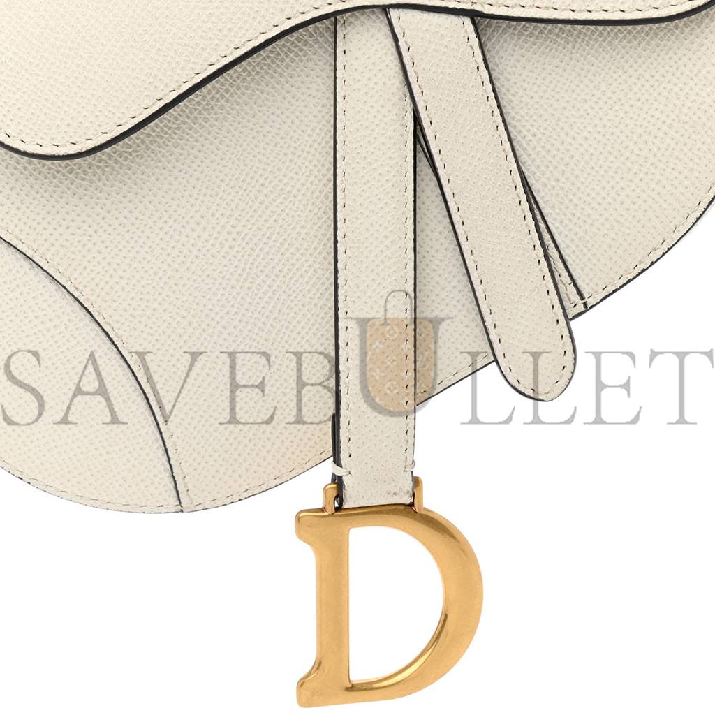 DIOR GRAINED CALFSKIN MINI SADDLE BAG WHITE (17*17*3.8cm)