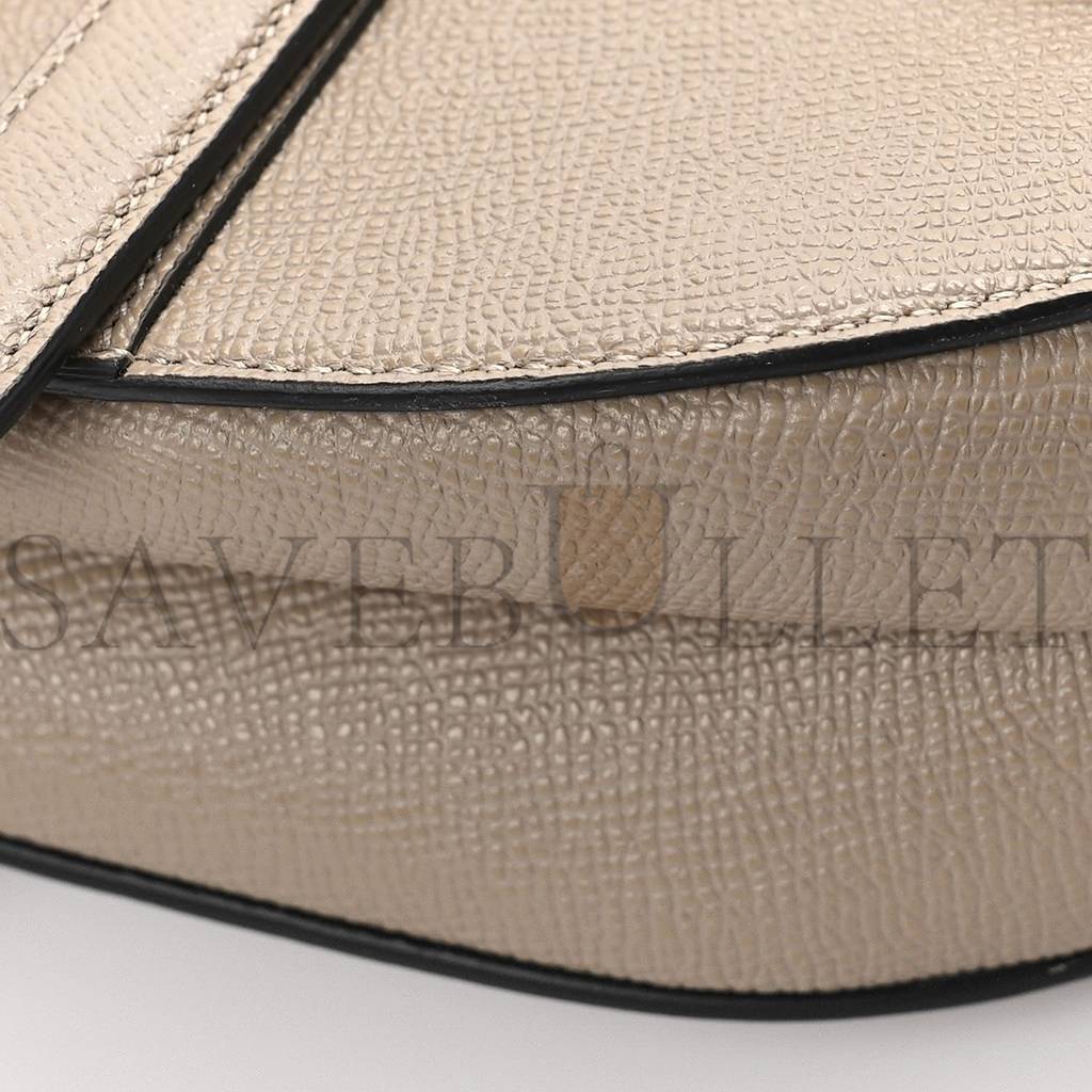 DIOR GRAINED CALFSKIN SADDLE BAG WITH STRAP WARM TAUPE (25*20*7cm)