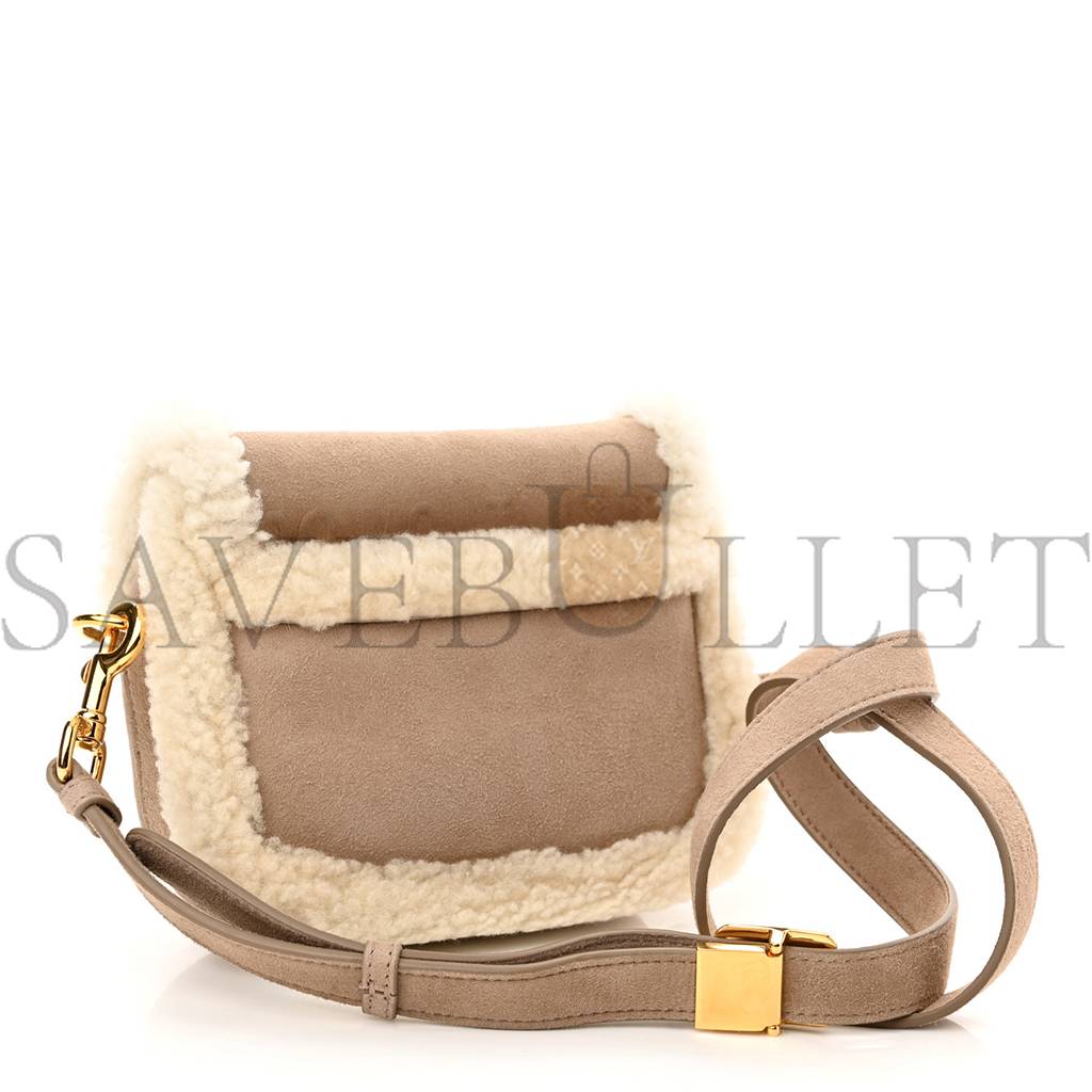 DIOR SUEDE SHEARLING SMALL BOBBY FLAP BEIGE (17*17*5.7cm)