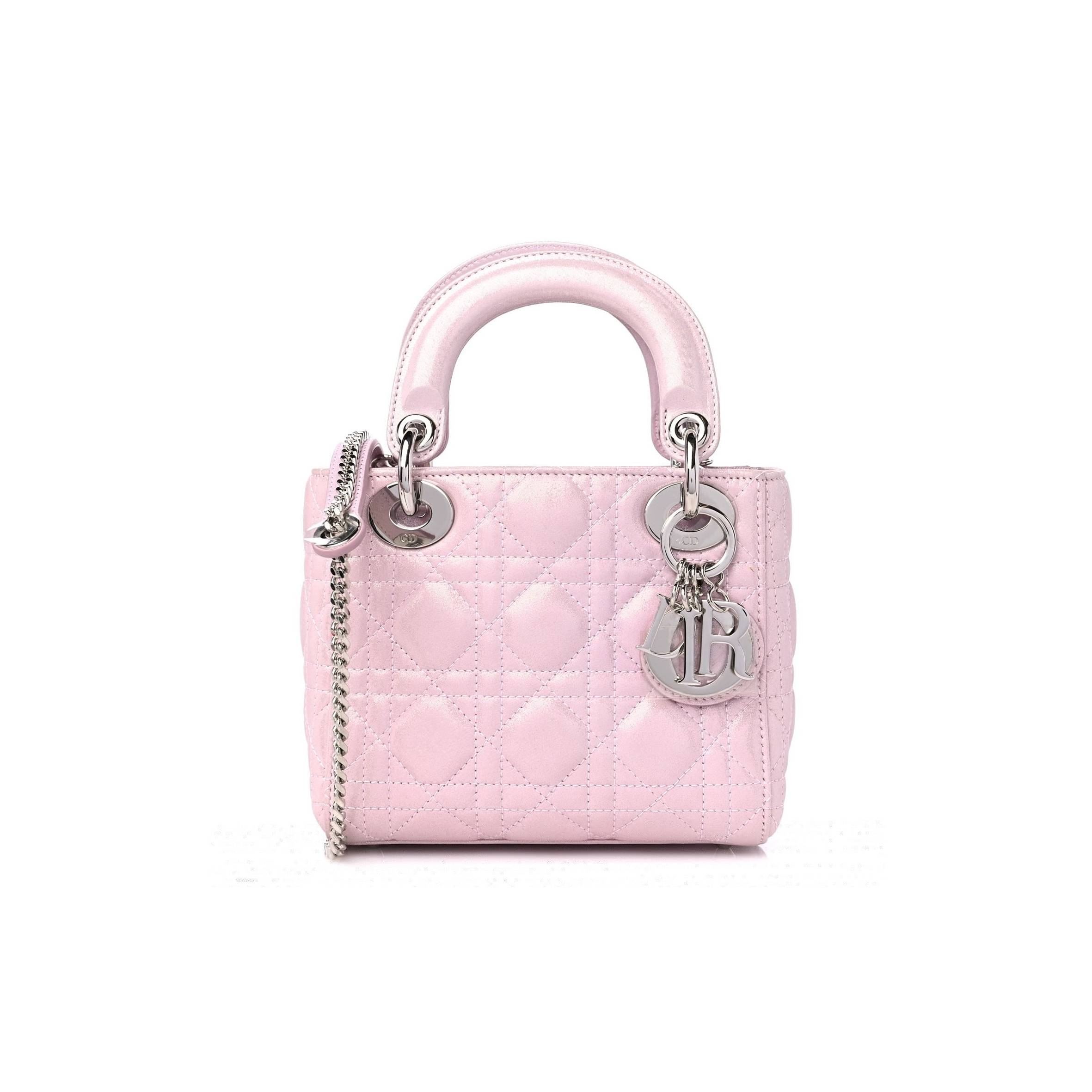 DIOR METALLIC LAMBSKIN CANNAGE MINI LADY DIOR LOTUS (17*15*7cm)